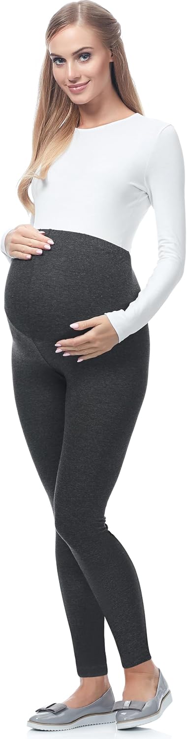 Detalle de Be Mammy Leggings Premaman Lunghi in Viscosa (Melange Scuro, taglia M)