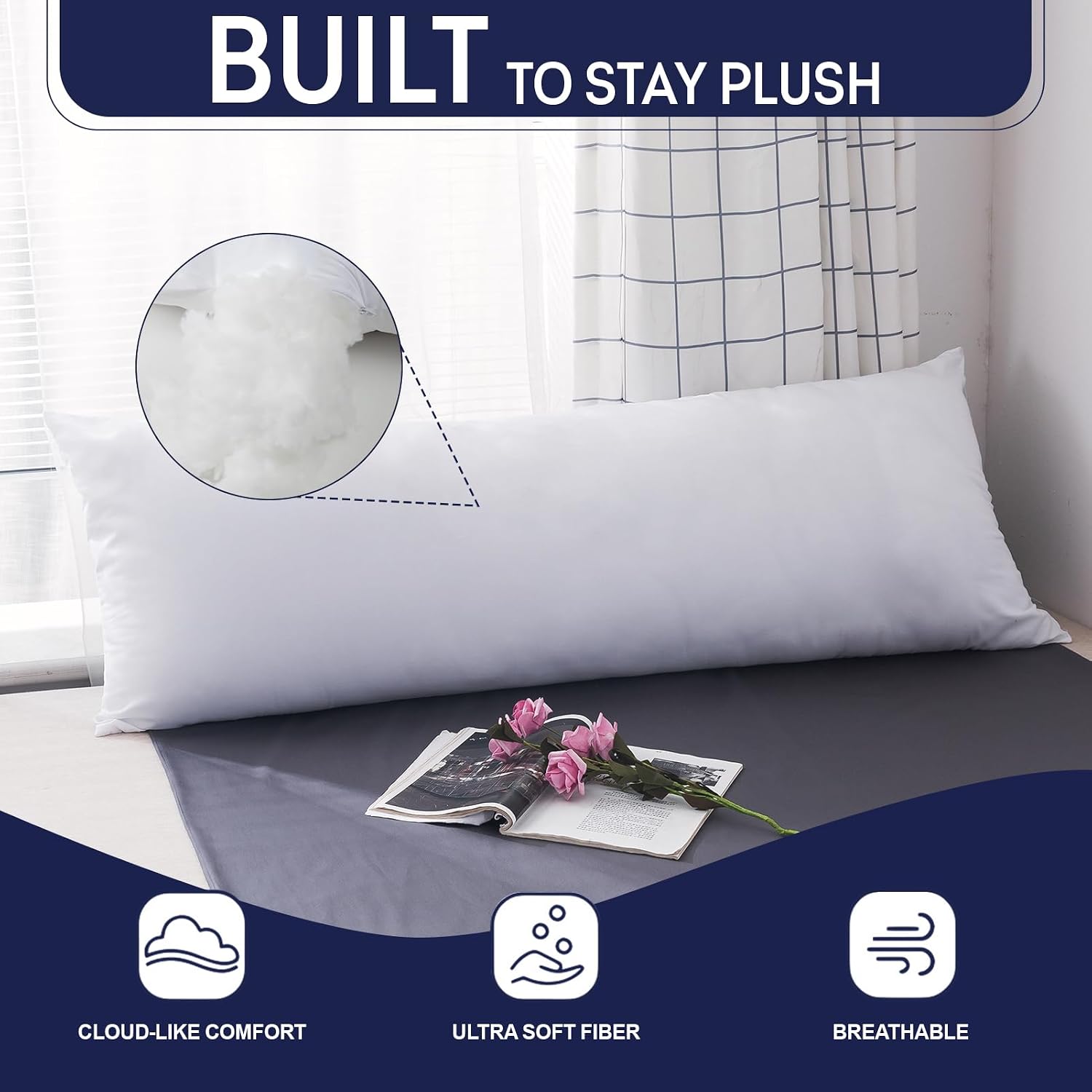 Detalle de DOWNCOOL Body Pillow Insert, 20 x 54 Inches