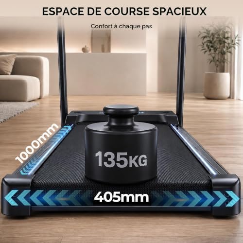 Detalle de Hirvesty Tapis de Course Pliable Inclinable 15% Auto - 12 km/h, Écran Tactile