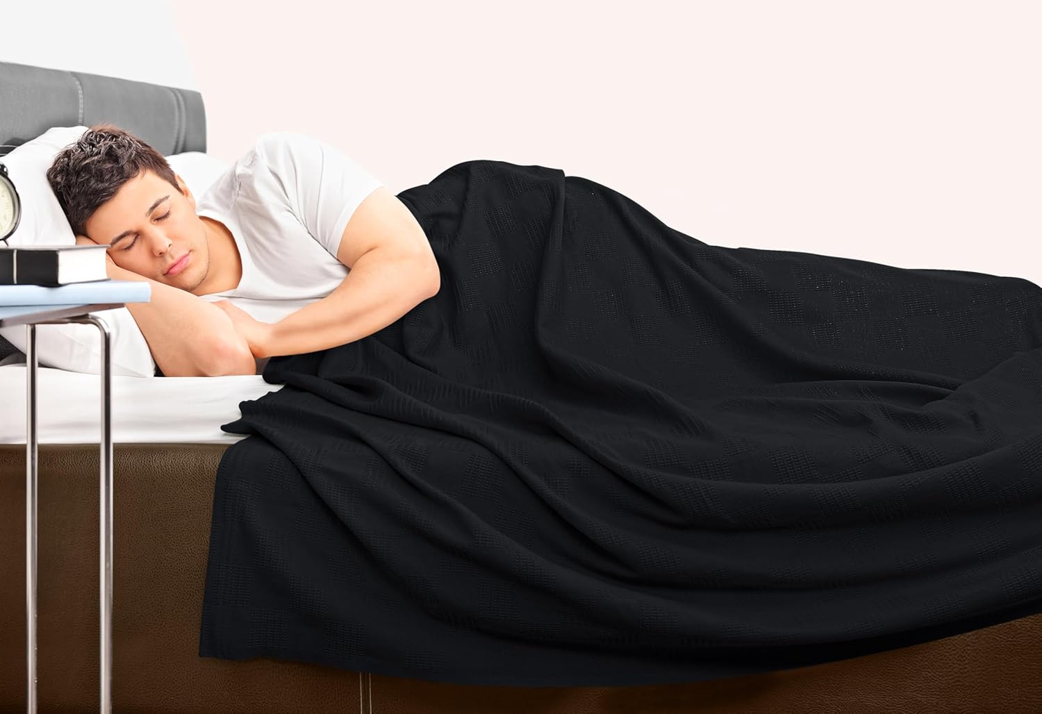Detalle de Utopia Bedding 100% Cotton Thermal Blanket, Black Queen, 90 x 90 Inches