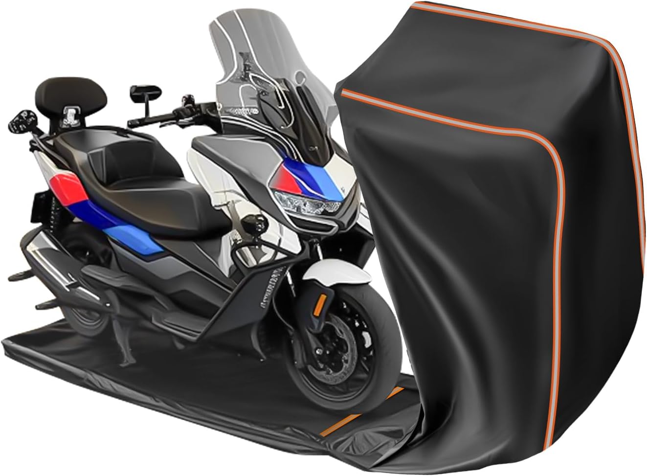 Detalle de FJWDSC Full Enclosed Motorbike Cover (600D) – Waterproof All Weather with Reflective Strips