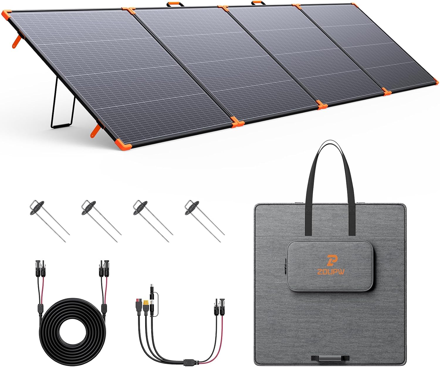 Detalle de ZOUPW 480W Bifacial Portable Solar Panel: 25% Efficient N-Type 16BB Foldable Charger for Off-Grid RV and Home Backup