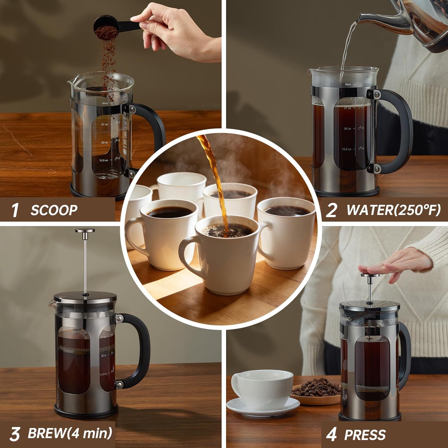 Thumbnail 4 de BAYKA French Press 34 oz Travel Coffee Maker