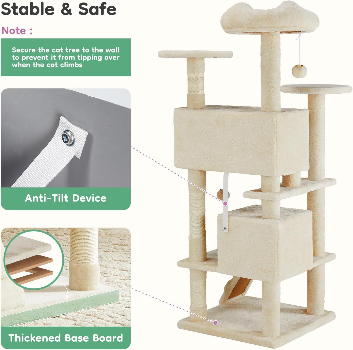 Detalle 2 de DUMOS Cat Tree Tower, 54 Inch