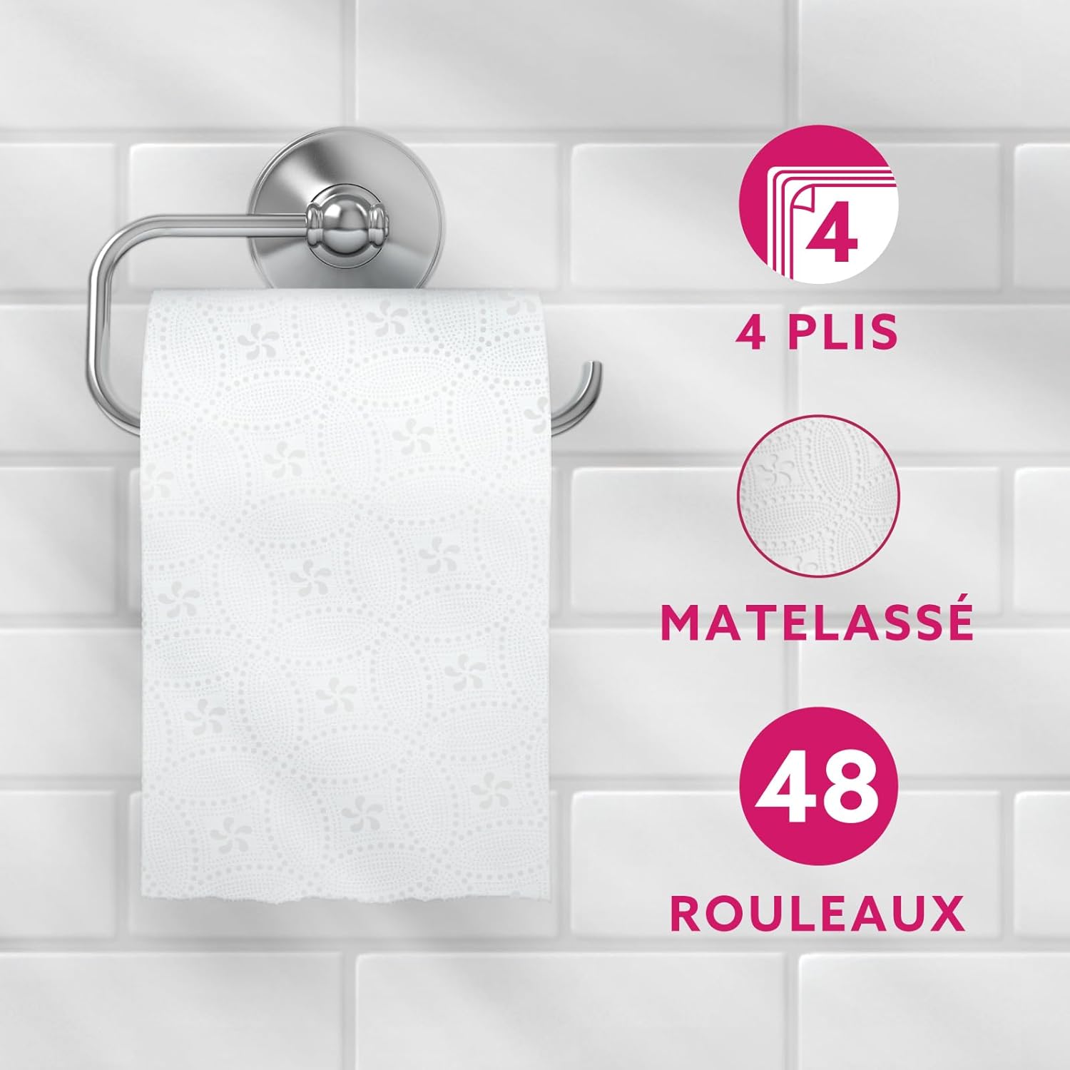 Thumbnail 2 de By Amazon Papier Toilette 4 Épaisseurs Matelassé – Douceur Suprême, 48 Rouleaux (4 Paquets de 12), 160 Feuilles par Rouleau