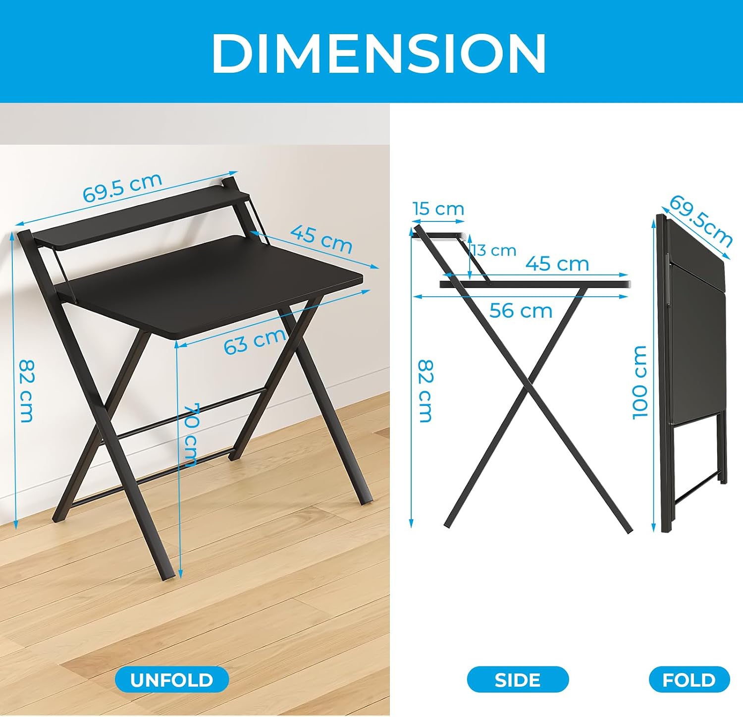 Detalle de GreenForest Foldable Desk 70 x 63 cm