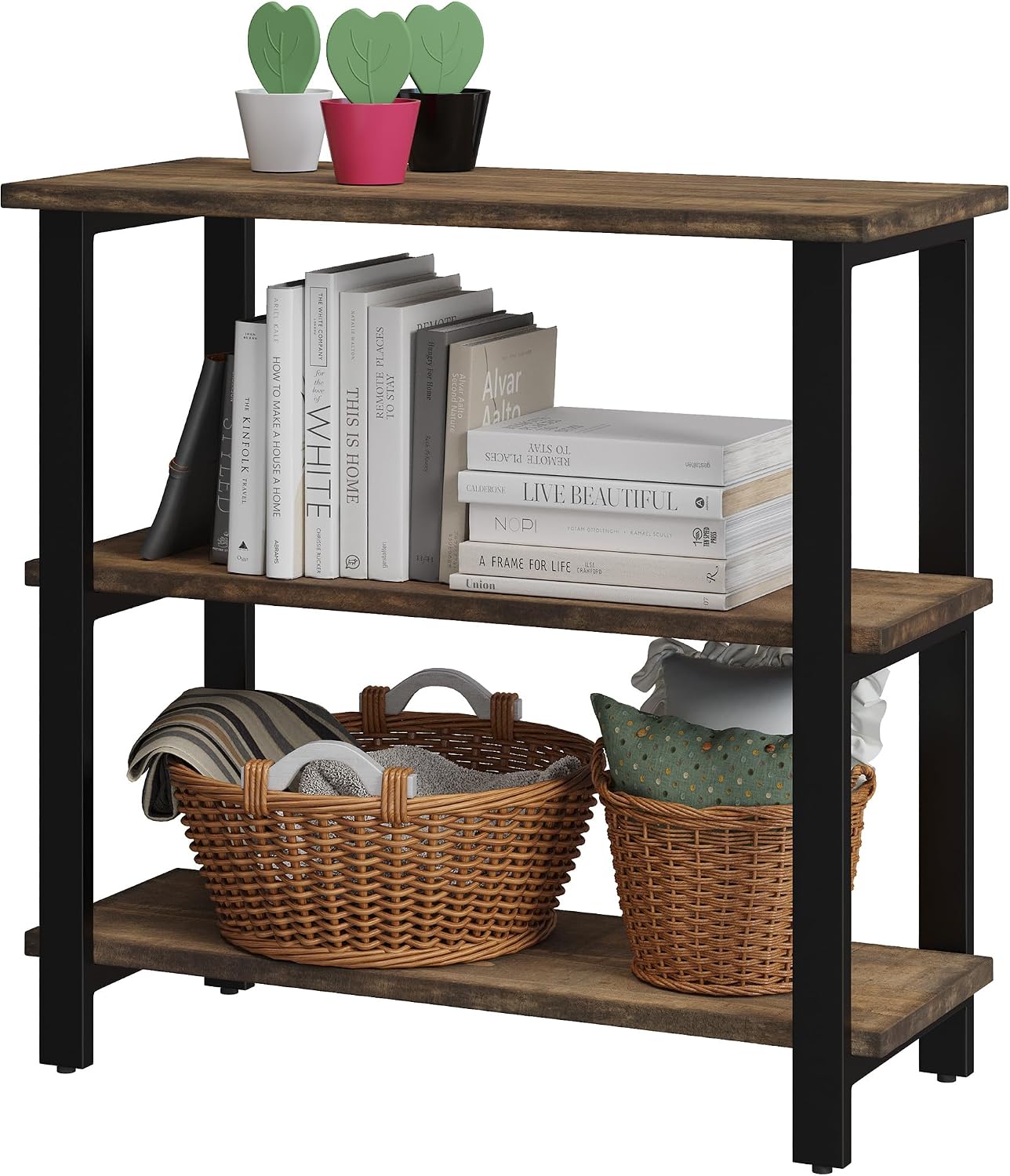 Detalle de Alaterre Furniture Under-Window Bookshelf, Solid Pine Wood
