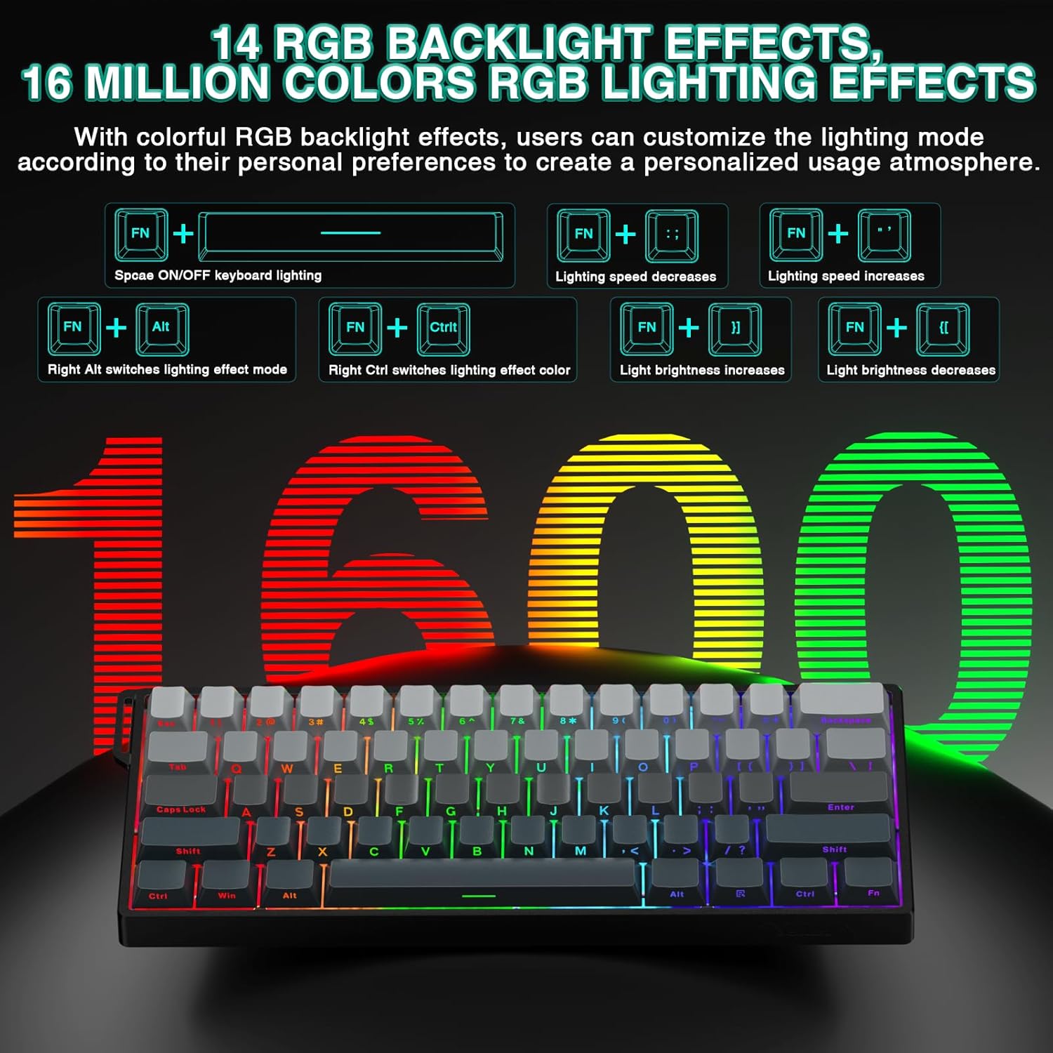 Thumbnail 6 de AULA WIN60 HE wired 60% mechanical gaming keyboard (Hall Effect, adjustable actuation, 8K polling) – Grey