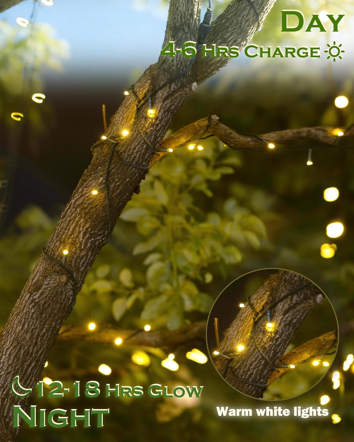 Thumbnail 5 de INMKALI 3 Pack Solar Outdoor Garden String Lights (59ft each) with 8 Modes & Warm White Glow