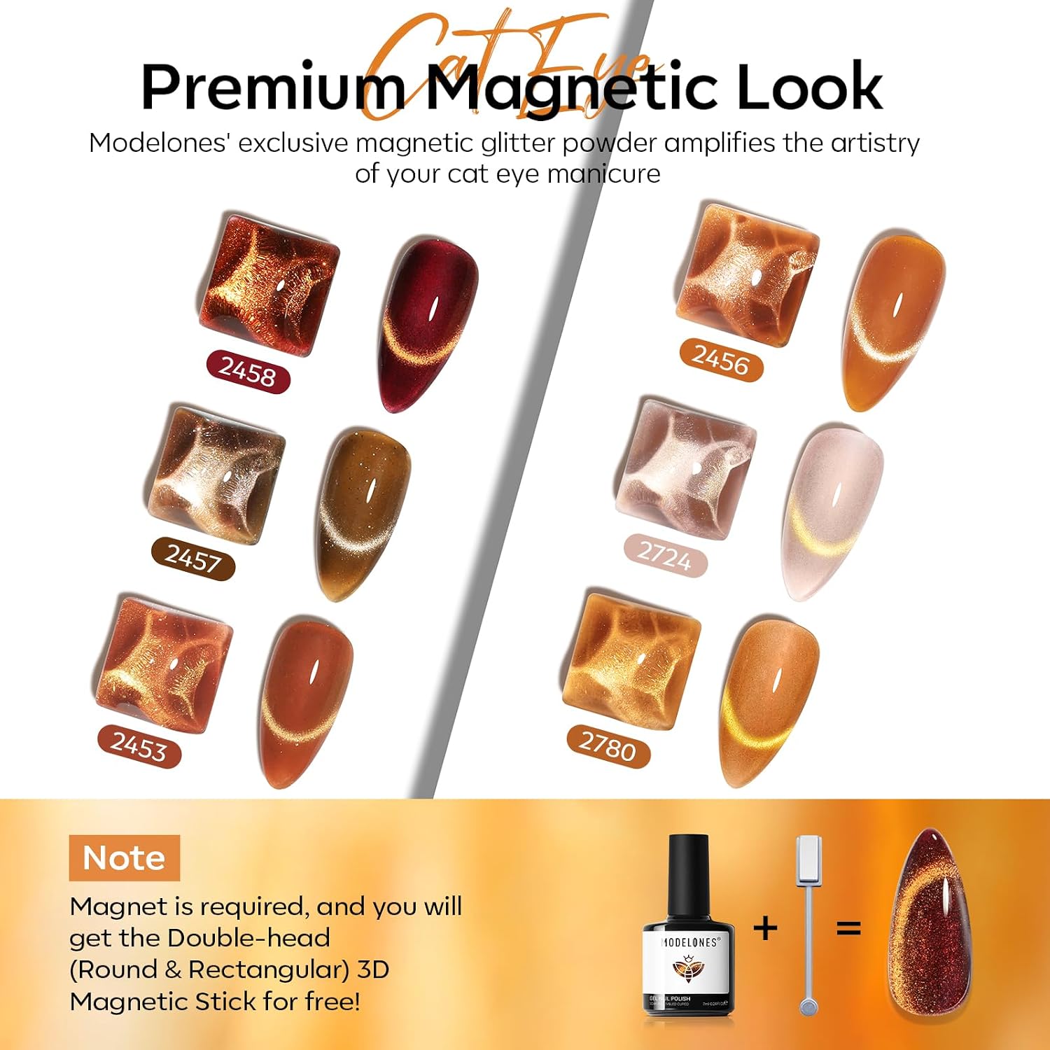 Detalle de Modelones Cat Eye Gel Nail Polish Set, 6 Colors