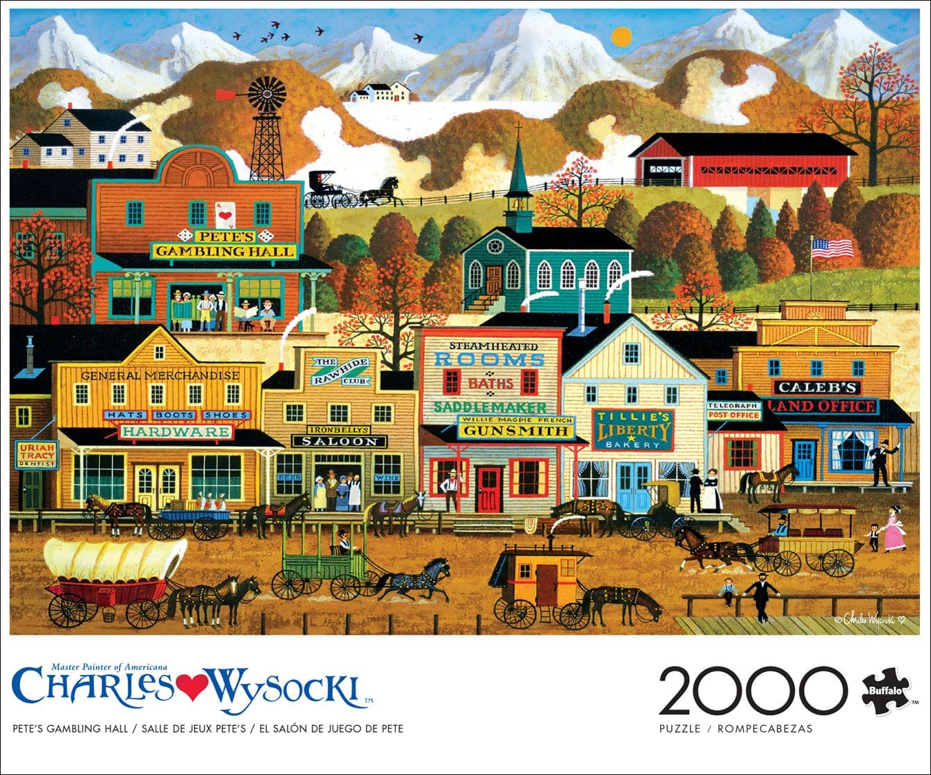 Thumbnail 1 de Buffalo Games Charles Wysocki Pete’s Gambling Hall 2000-Piece Jigsaw Puzzle (38.5 x 26.5in)