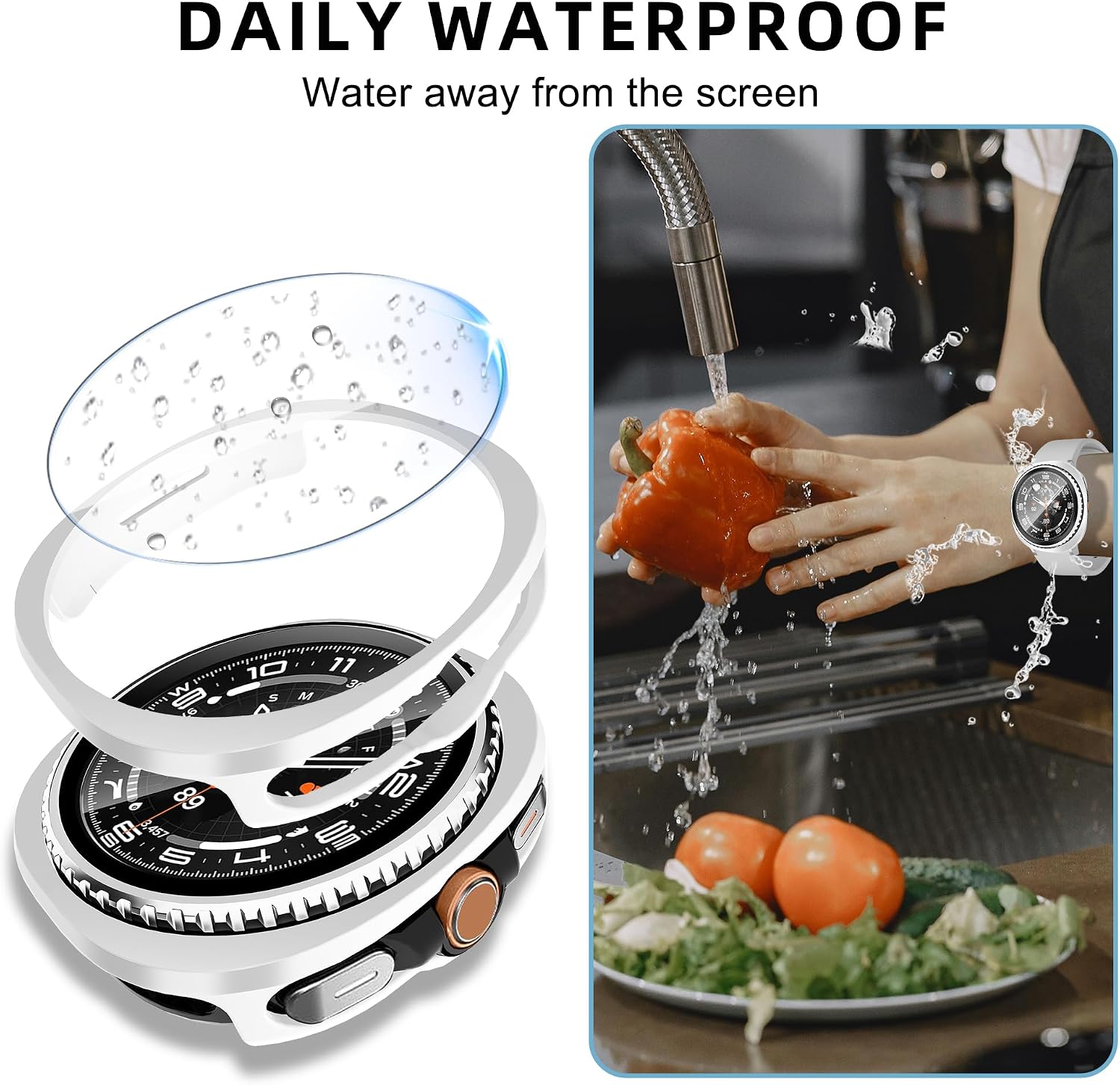 Detalle de LINTEKER 2 Pack Case with Screen Protector for Samsung Galaxy Watch 8 Classic 46mm