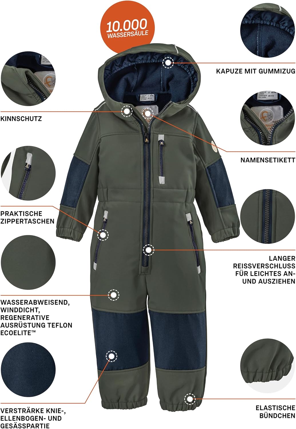 Detalle de First Instinct by Killtec Unisex Baby Fiow 35 Mns Onpc Softshell Overall mit Kapuze