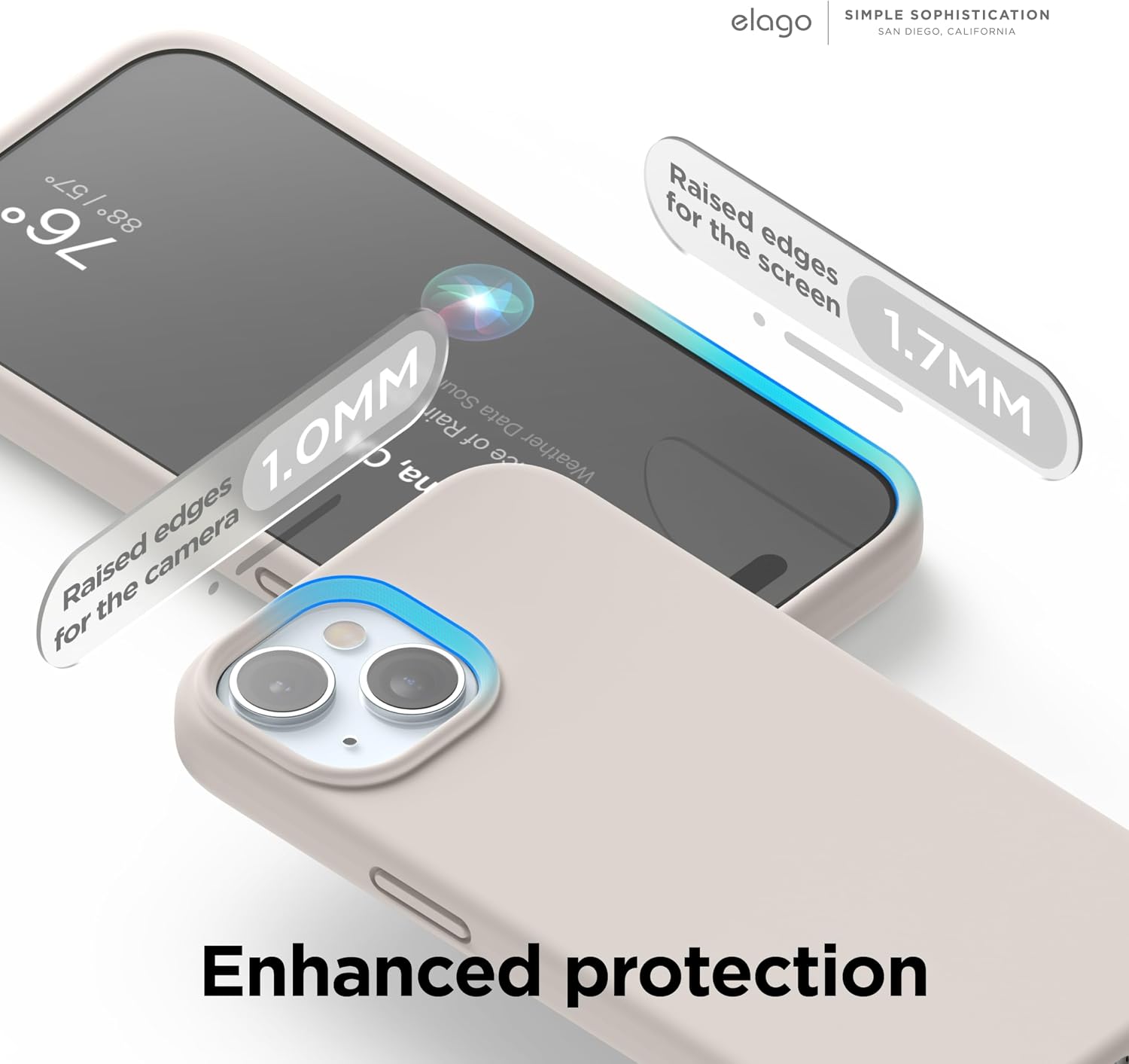 Detalle de elago Coque Silicone Liquide 4 couches anti-choc pour iPhone 15 (Stone) avec microfibre anti-rayures