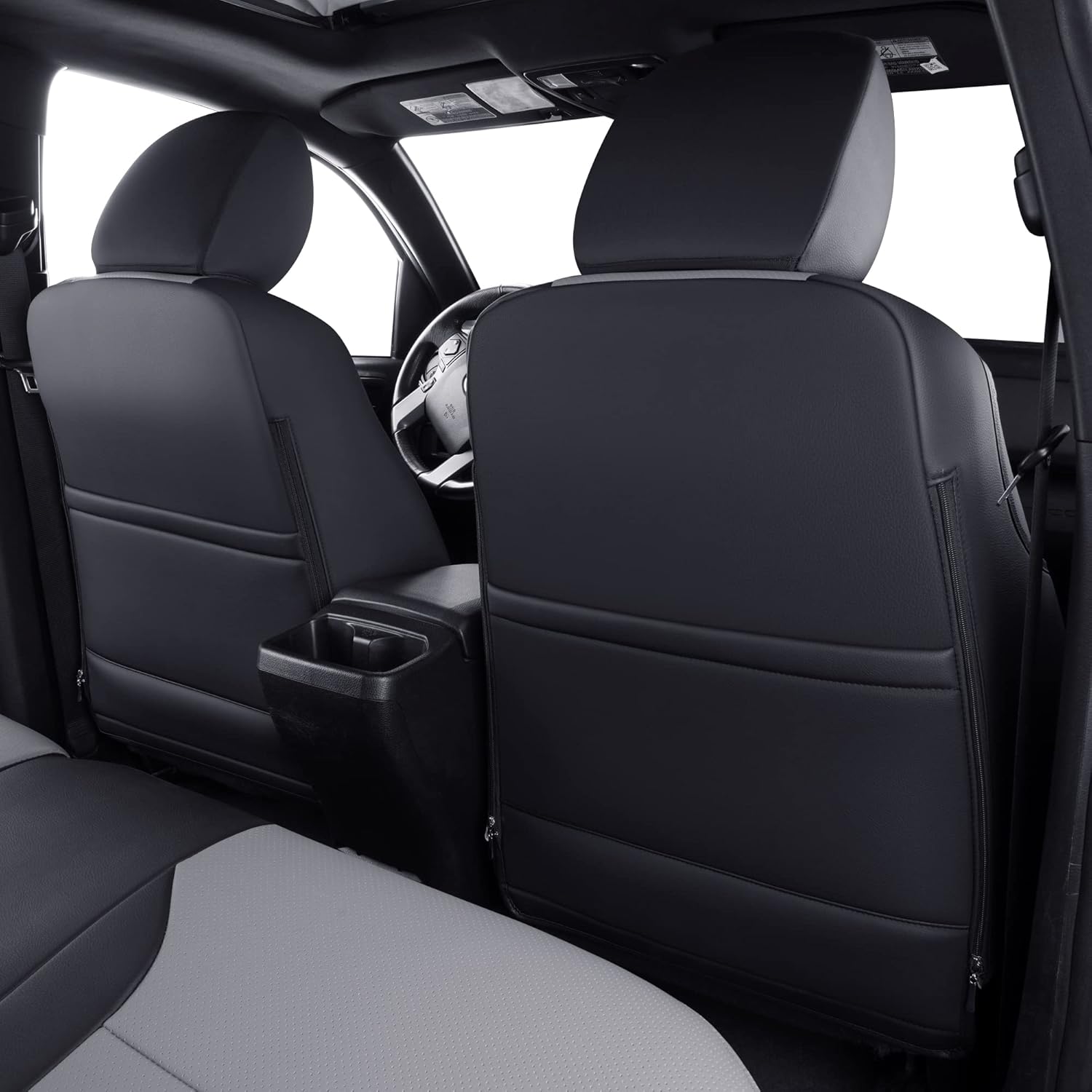 Thumbnail 2 de LUCKYMAN CLUB Tacoma Custom Fit Seat Covers (2016-2023) – Crew Cab Faux Leather, Black & Gray