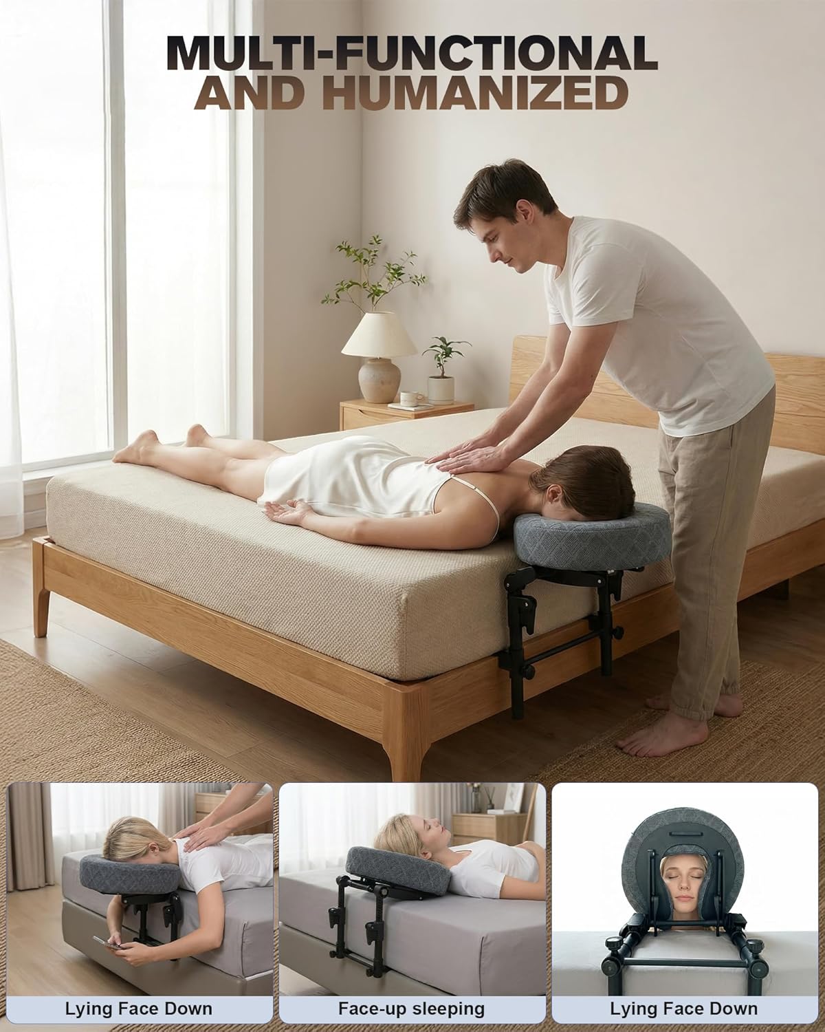 Thumbnail 1 de Aucoza Massage Headrest for Bed — Adjustable face-down massage face cradle