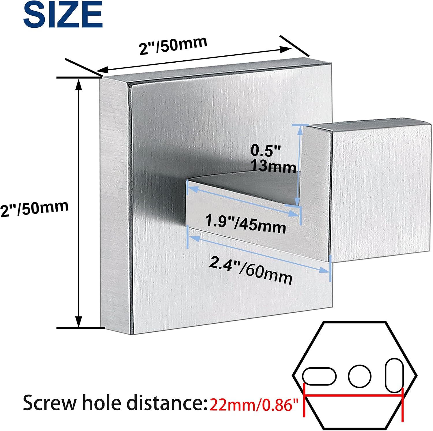 Thumbnail 5 de Delarkusi Brushed Nickel Wall-Mounted Towel Hooks, SUS304 Steel, 4-Pack