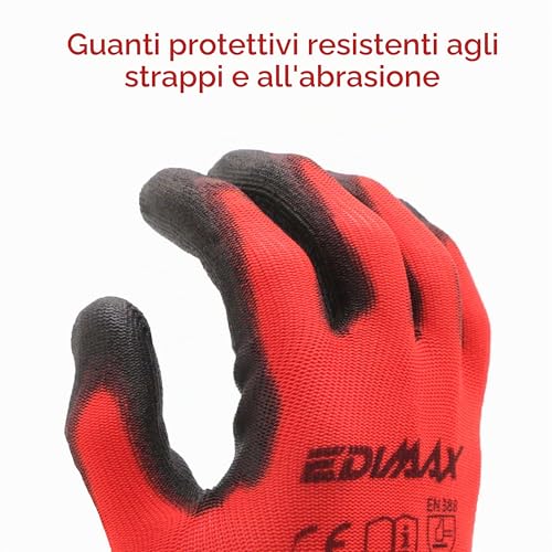 Thumbnail 2 de EDIMAX Guanti da Lavoro XL (10), 12 Paia — Antitaglio e Abrasione livello 3, rivestiti in PU su nylon