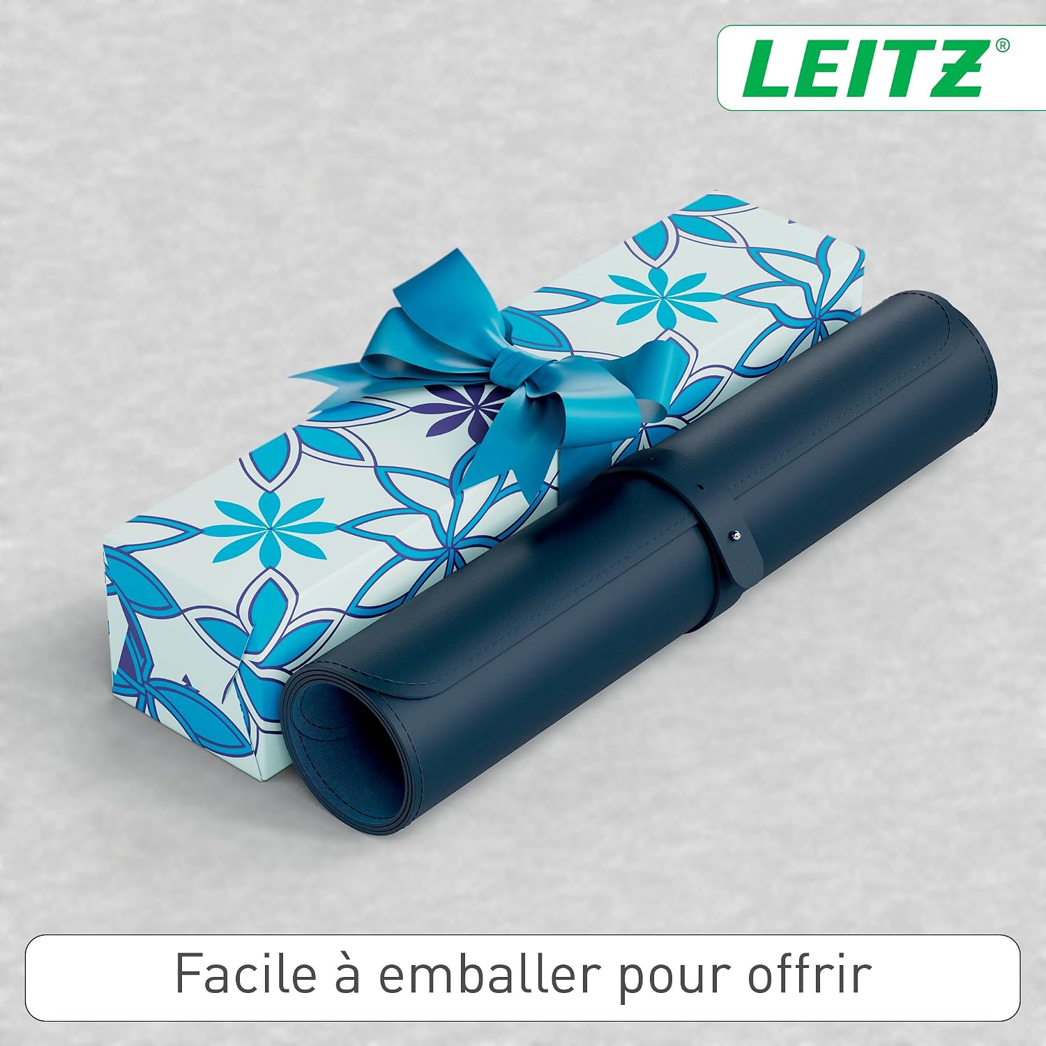 Detalle de Tapis de bureau grand format Leitz — Sous-main imperméable et antidérapant 80x40 cm, bleu foncé