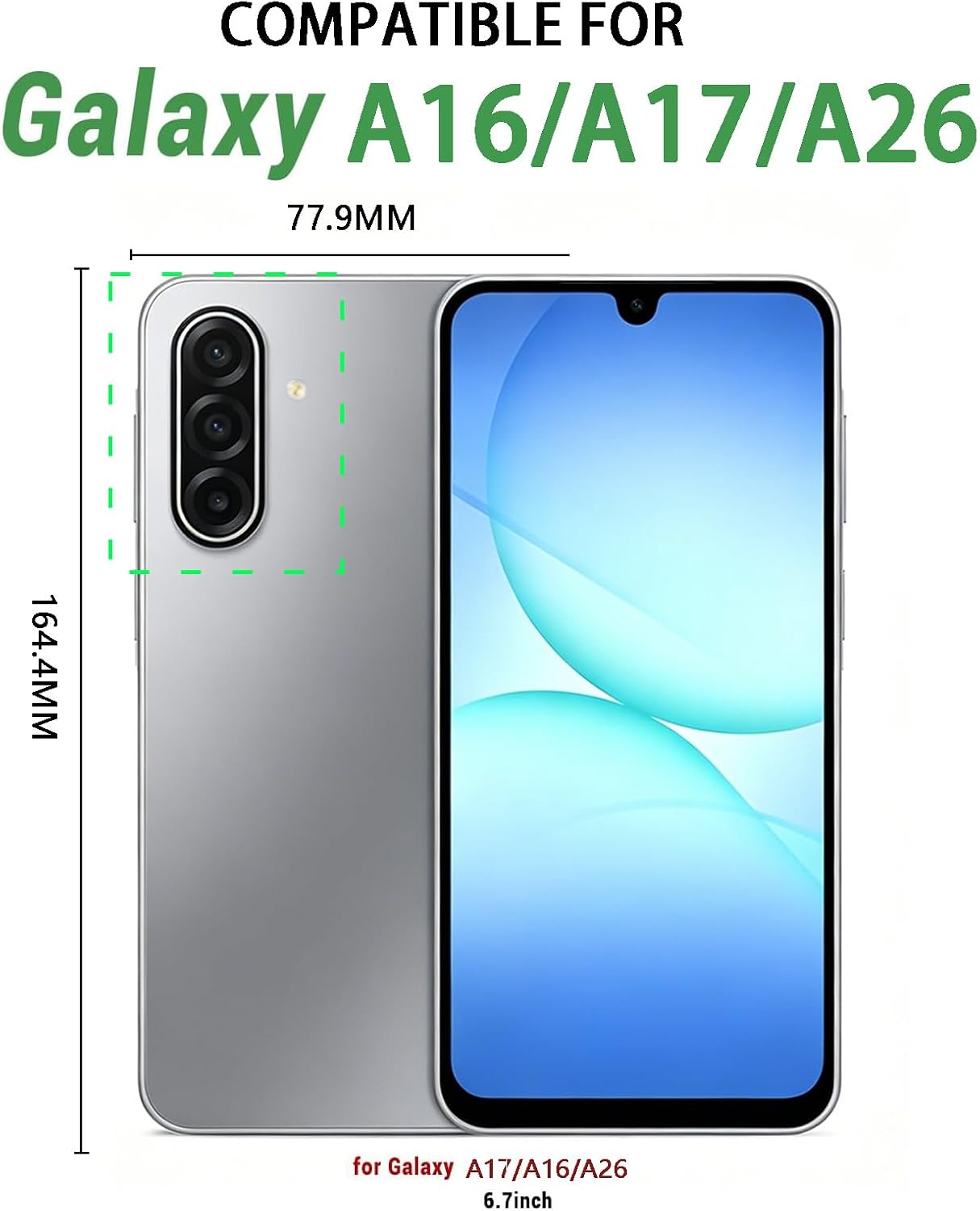 Thumbnail 1 de Nbziyoo Lovely Cats Phone Case for Samsung Galaxy A16/A26 (Green) – Flip Wallet with Card Slots & Magnetic Stand
