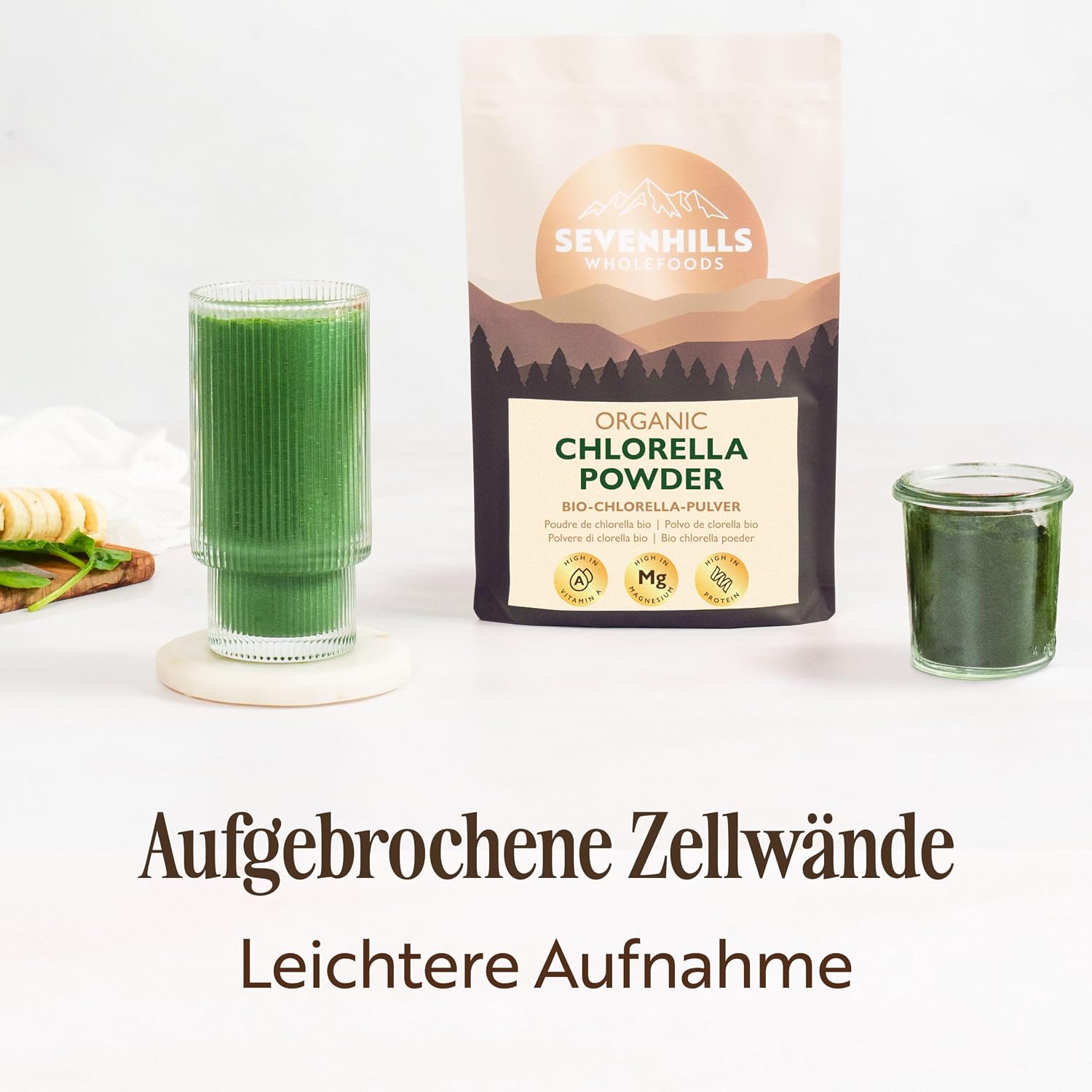 Thumbnail 3 de Sevenhills Wholefoods Chlorella Pulver Bio 500 g – gebrochene Zellwand, natürliche Entgiftung