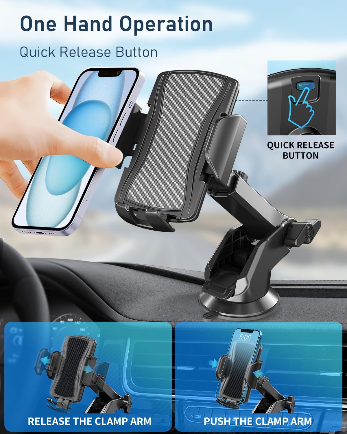 Detalle 2 de Hoppac Porta Cellulare Auto universale per smartphone 4–7"