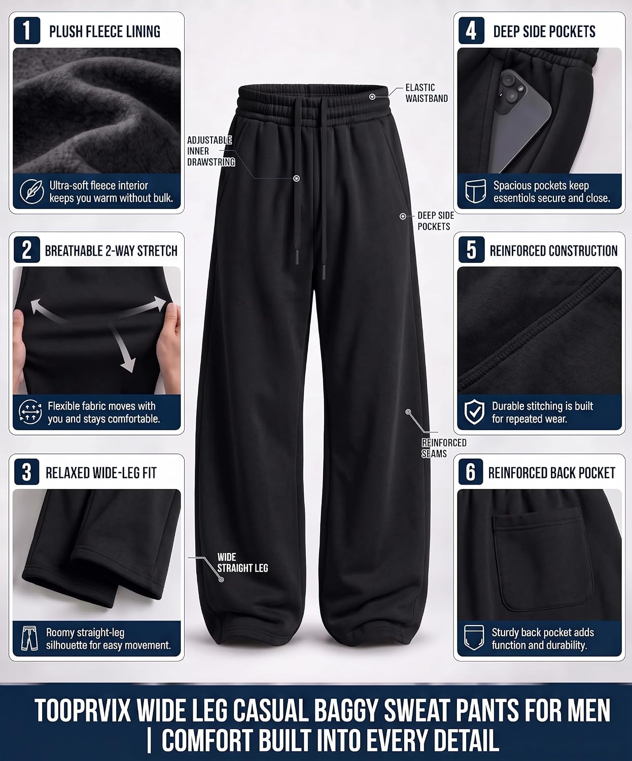 Detalle de Men's Fleece-Lined Sweatpants