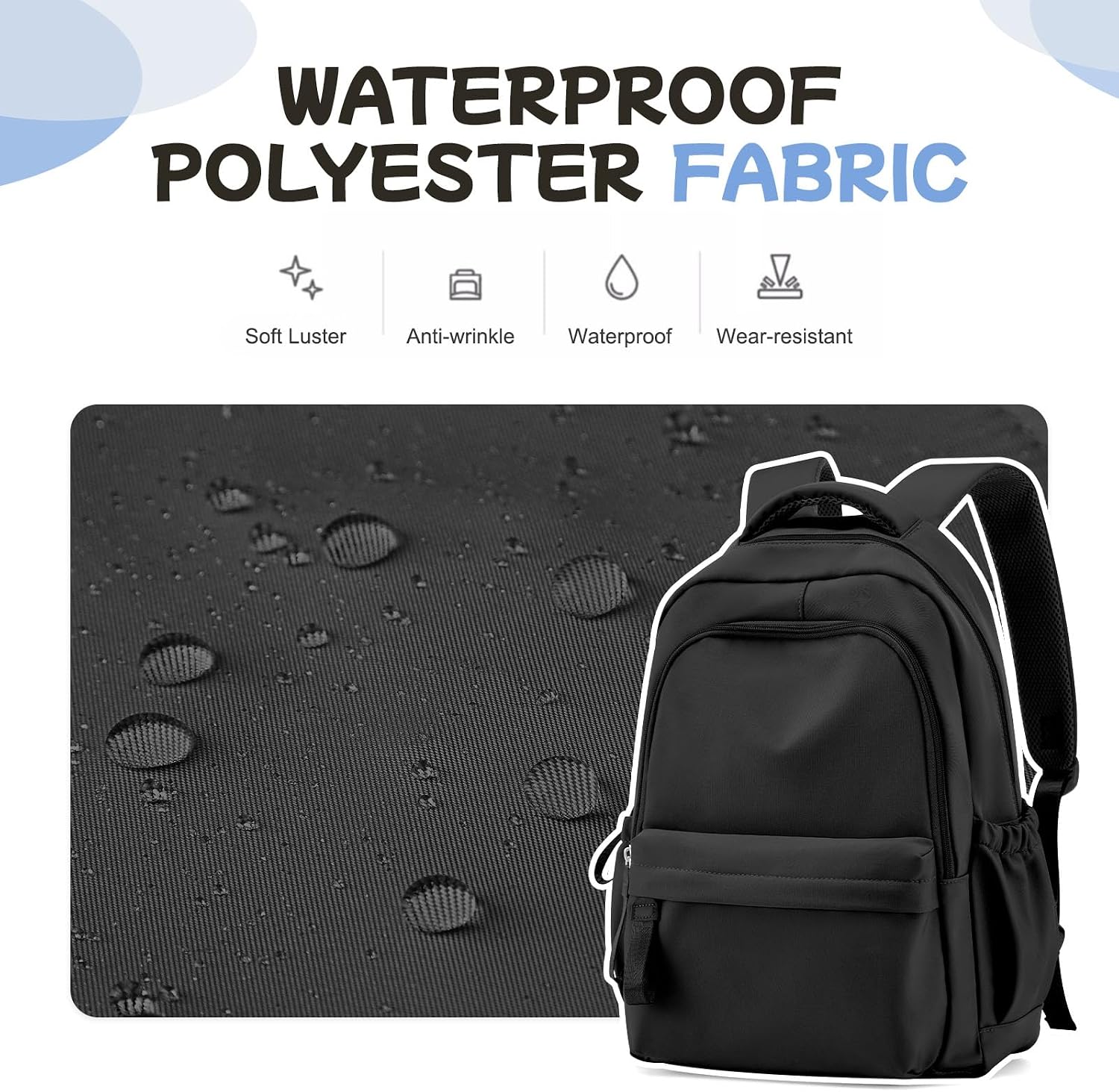 Thumbnail 5 de WEPLAN School Backpack: Lightweight 18.5L Daypack with Anti-Theft Pocket (C2-Black)
