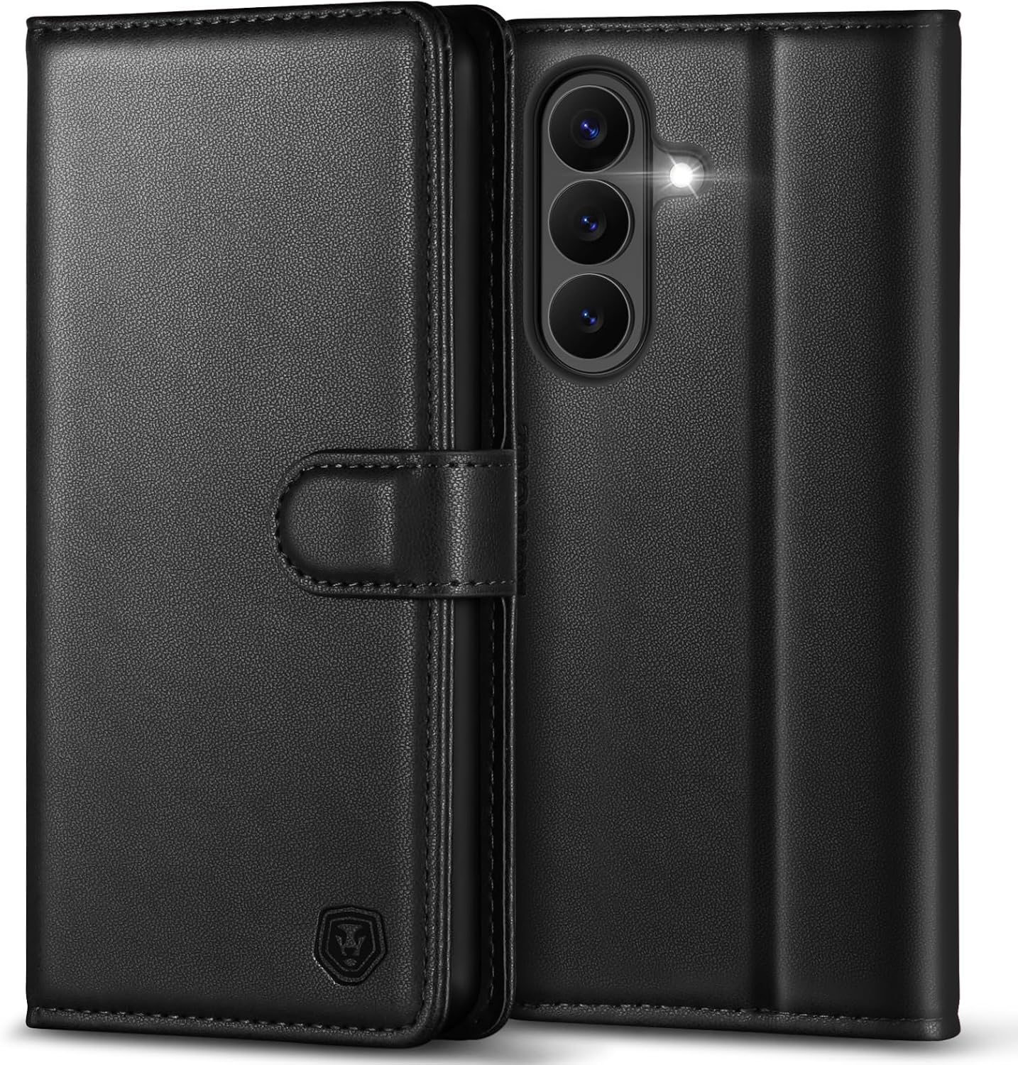 Detalle de Kuafcase for Samsung S26 Case with 4 Card Slots, Magnetic Closure and Kickstand – Black