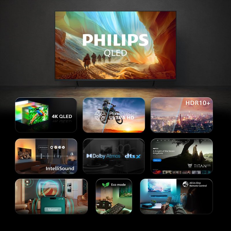 Detalle de Philips 50PQS7801/12: TV QLED 50" 4K con HDR10+ y Dolby Atmos
