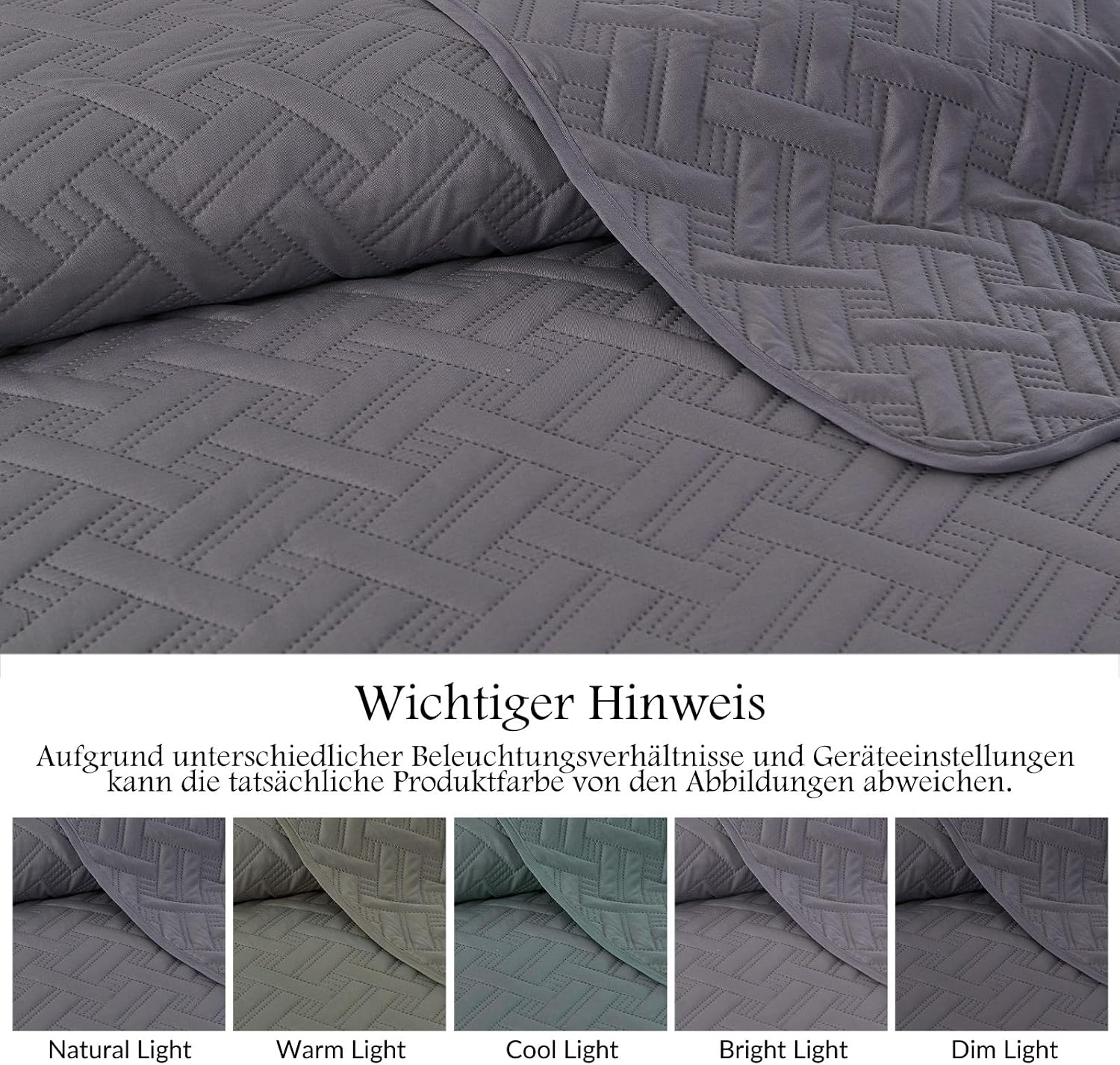 Detalle de beeweed Feel Elegante BHQS-1 sprei 240 x 260 cm, grijs polyester
