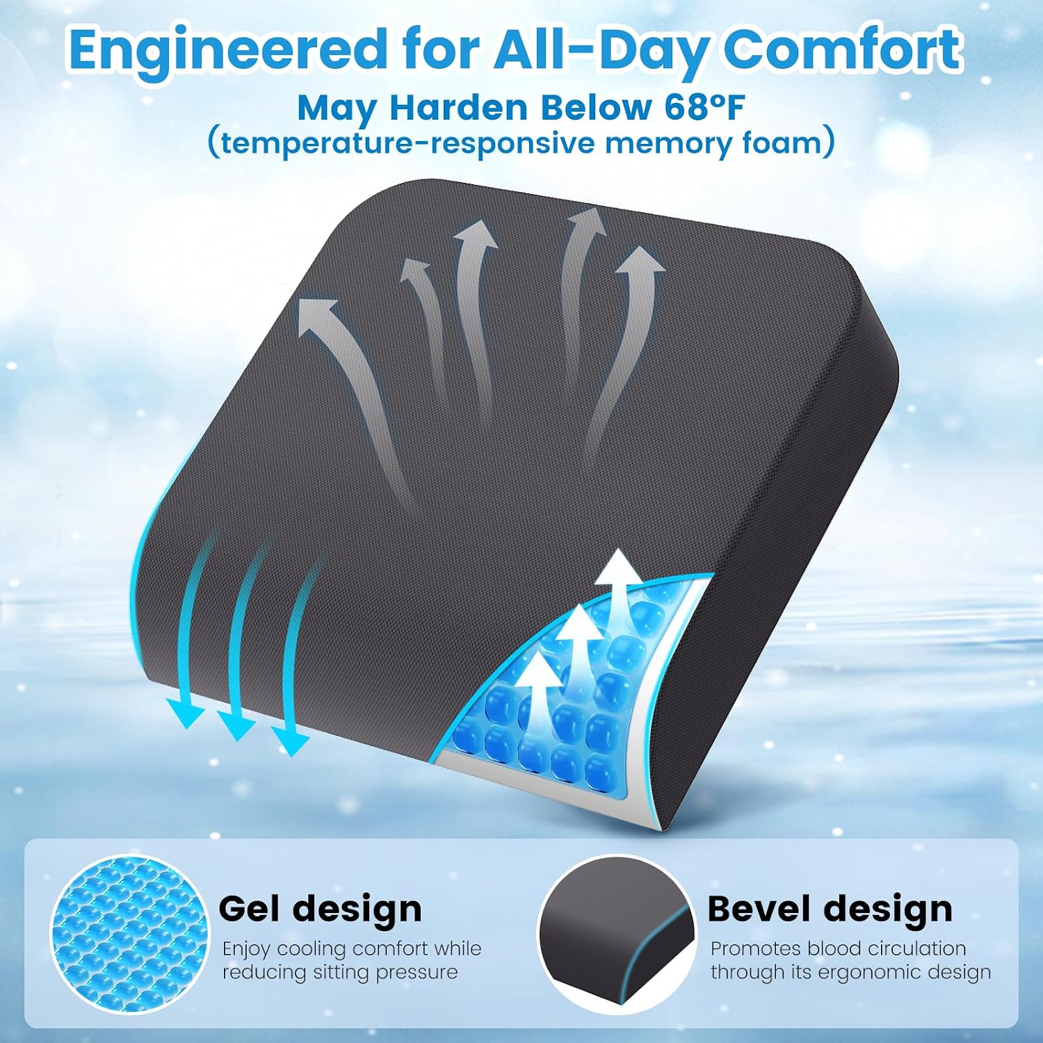 Thumbnail 5 de ComfyInLove Wheelchair Seat Cushion with Cooling Gel, Memory Foam & Washable Cover