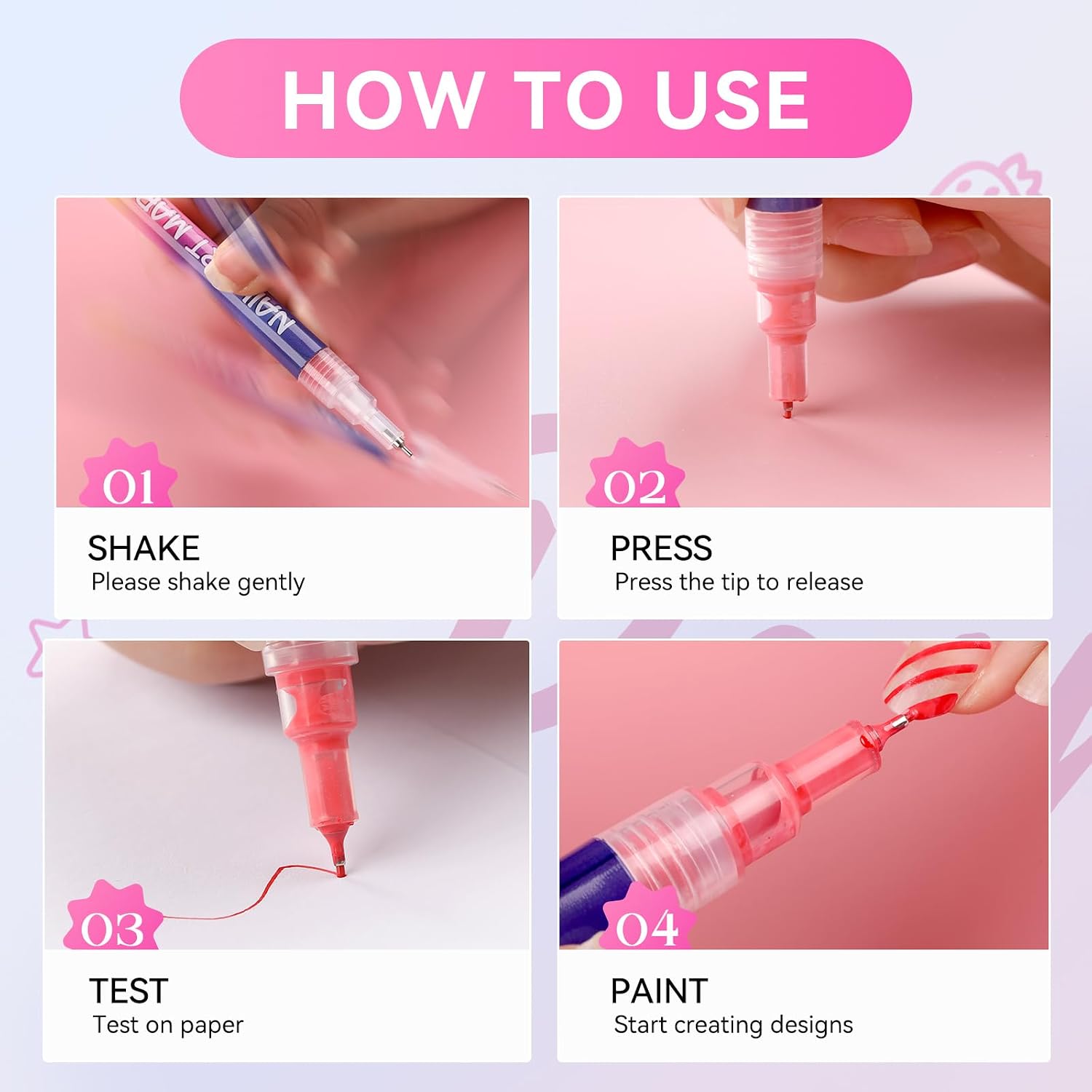 Thumbnail 5 de 12 Farben Nagellackstift Set für Nail Art