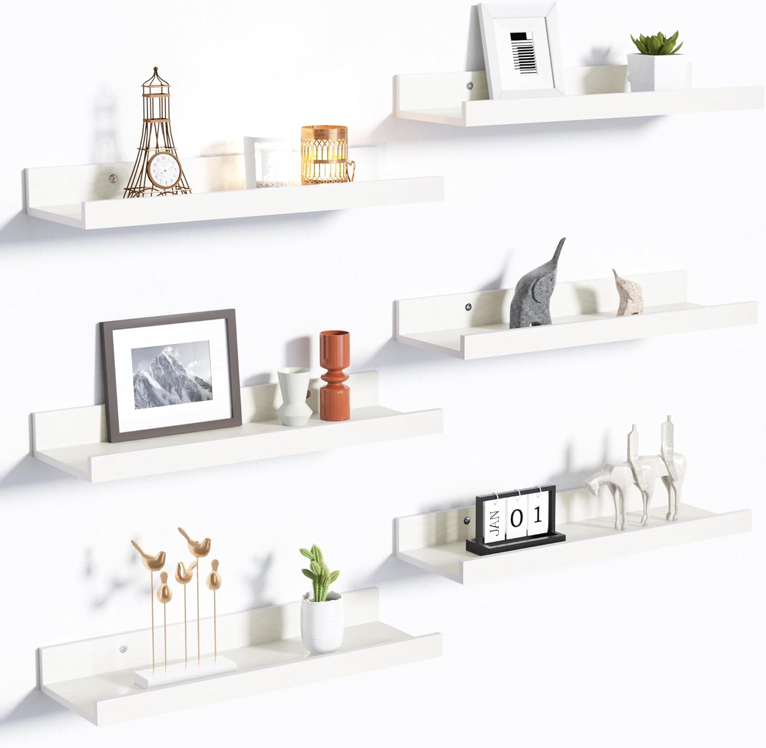 Detalle de Upsimples Wall Floating Shelves Set of 6 ⚙