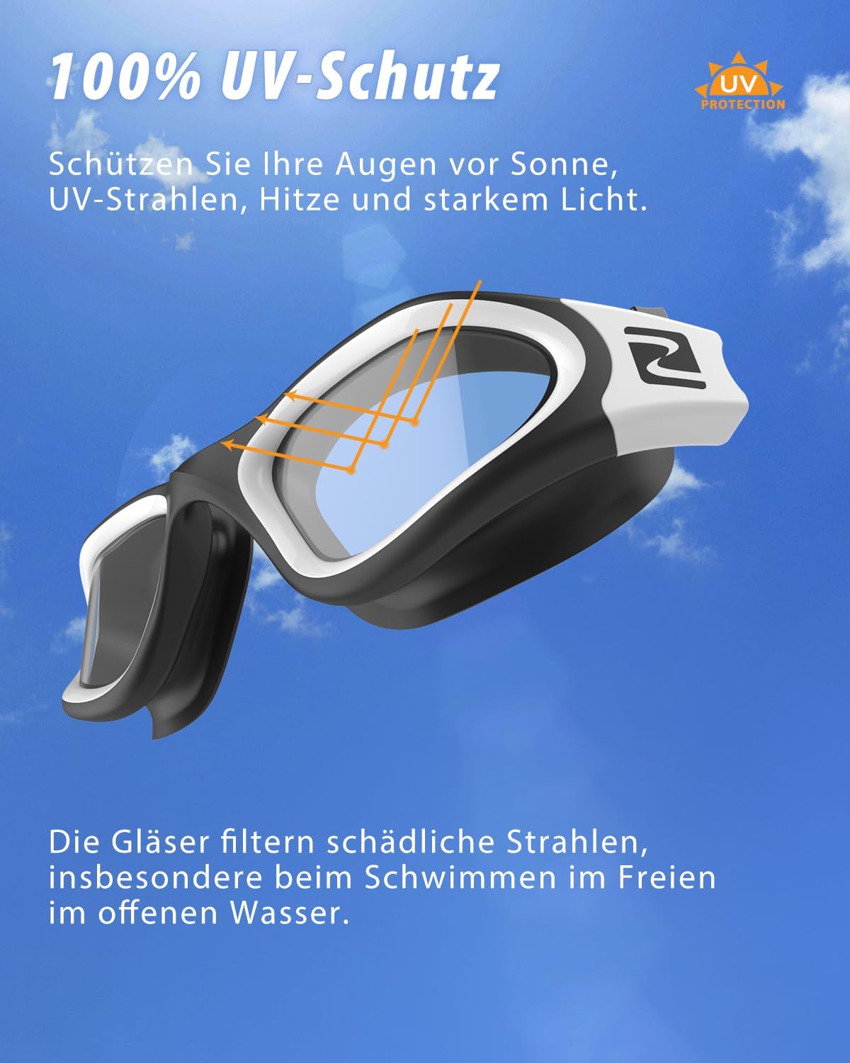 Detalle 2 de ZABERT W1 Erwachsenen-Schwimmbrille – Antibeschlag, UV-Schutz, Unisex