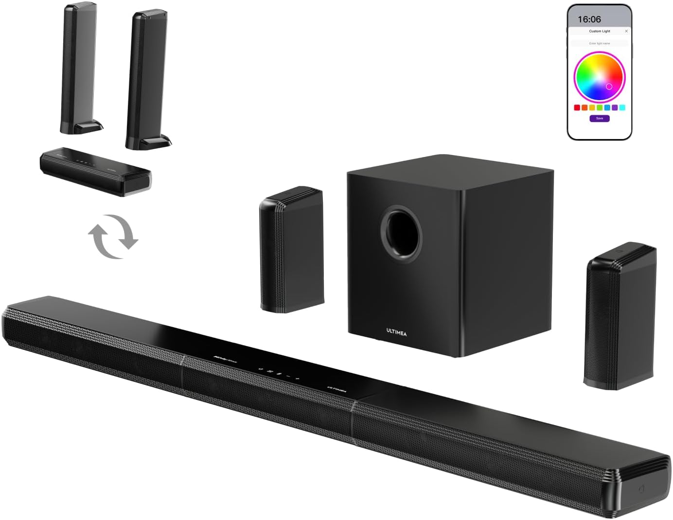 Detalle de ULTIMEA 9.1 Soundbar mit 470W – Apollo S90 Surround-System für TV