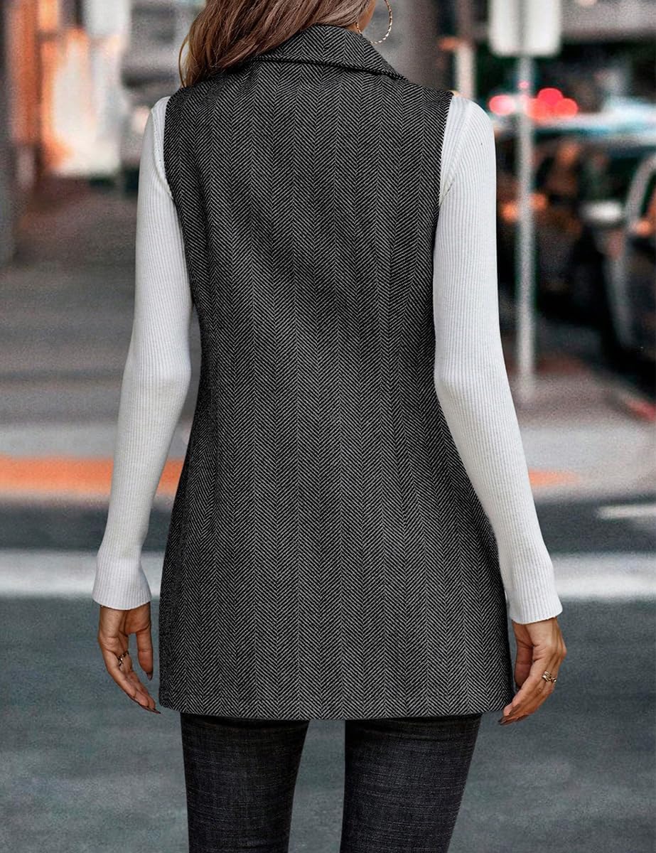 Detalle 2 de IDEALSANXUN Women's Long Tweed Vest