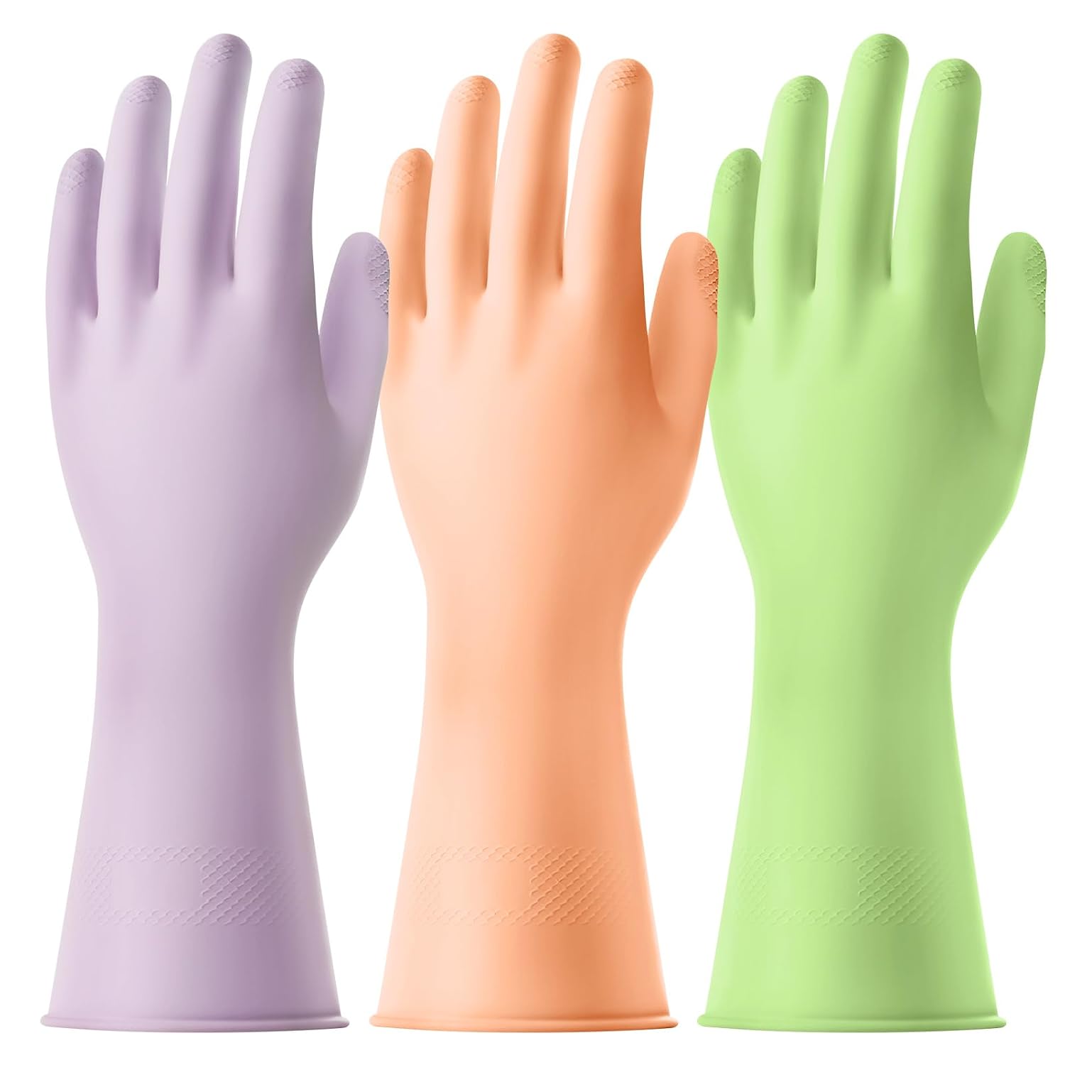 Detalle de AUAUY herbruikbare huishoudhandschoenen, 3 paar latex, antislip, maat L