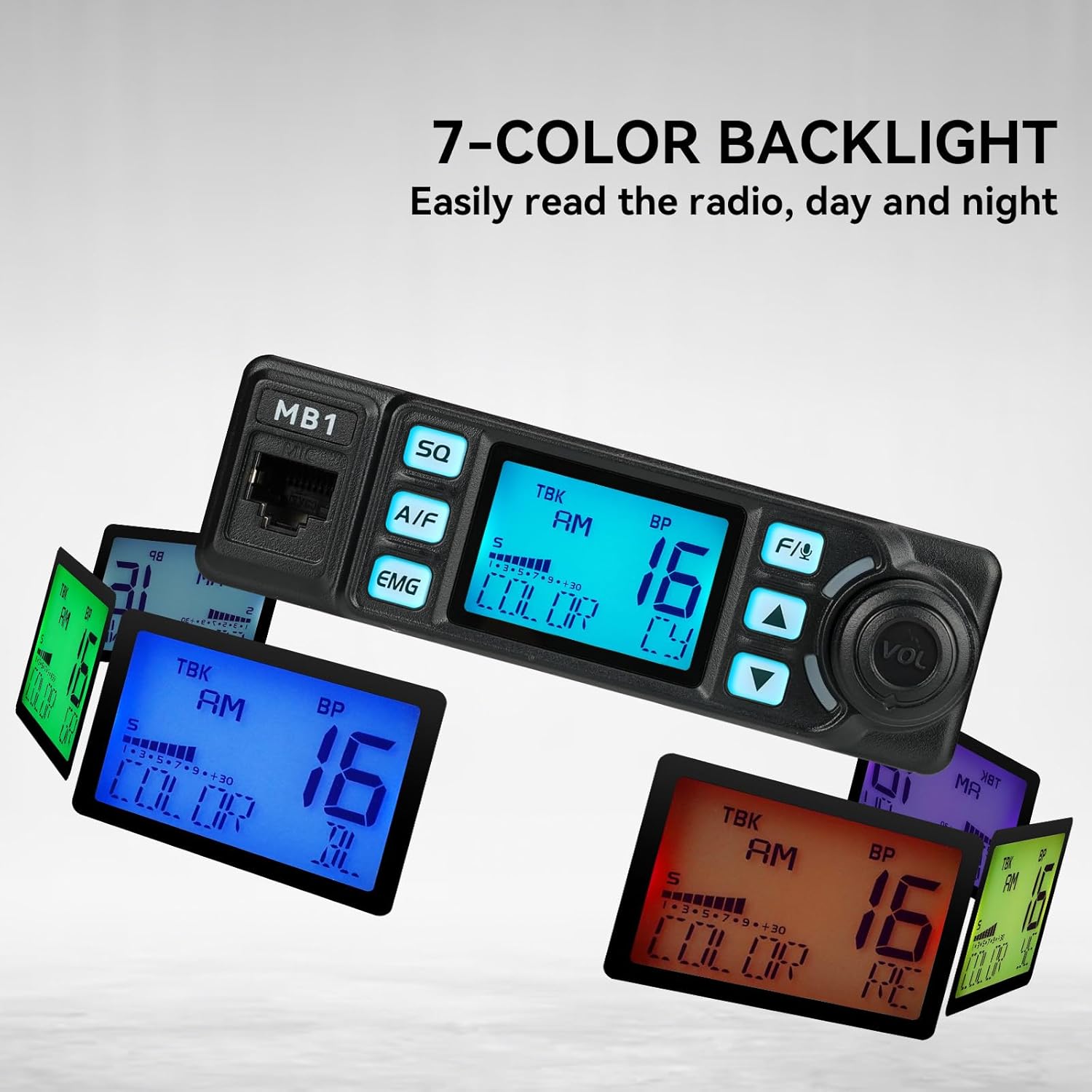 Detalle 1 de Retevis MB1 40-Channel CB Radio Kit with Noise Cancellation, 7-Color Screen, and Antenna