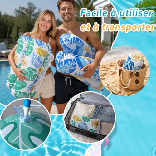 Detalle de Bouée Piscine Mennitr XL – Matelas gonflable 4 en 1 (2 Pièces) pour Hammac et Chaise flottante