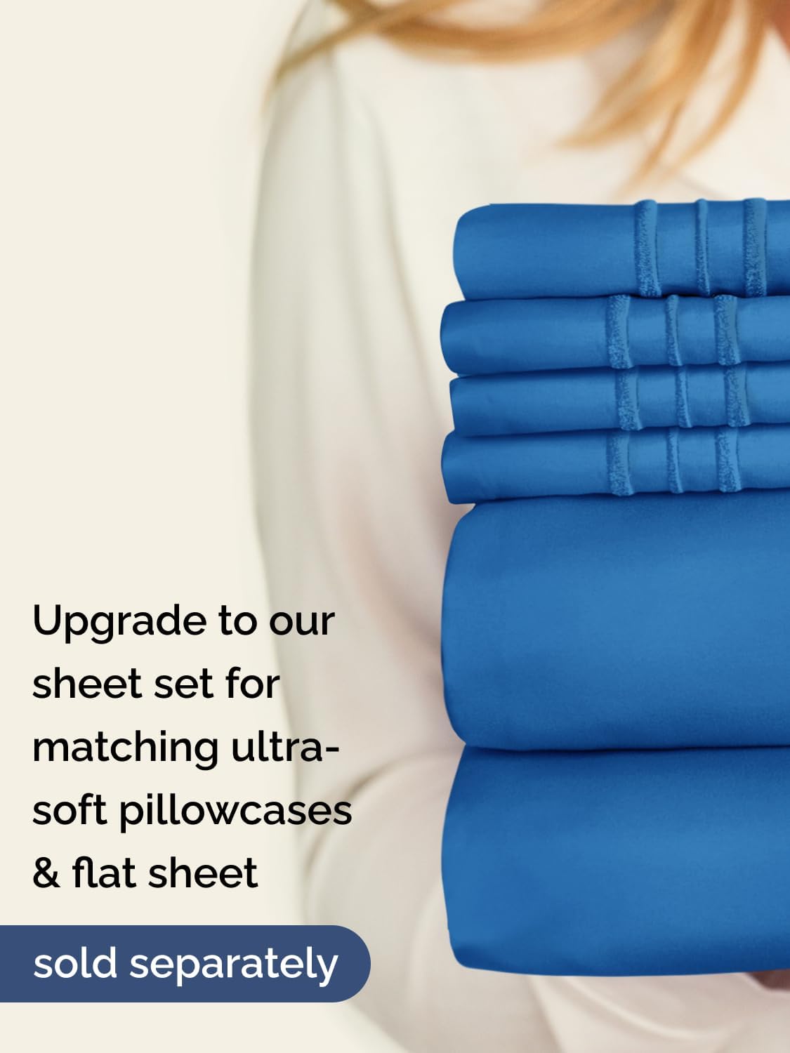 Thumbnail 6 de CGK Unlimited Extra Deep Full Fitted Sheet, Royal Blue Microfiber, 18–24-Inch Fit
