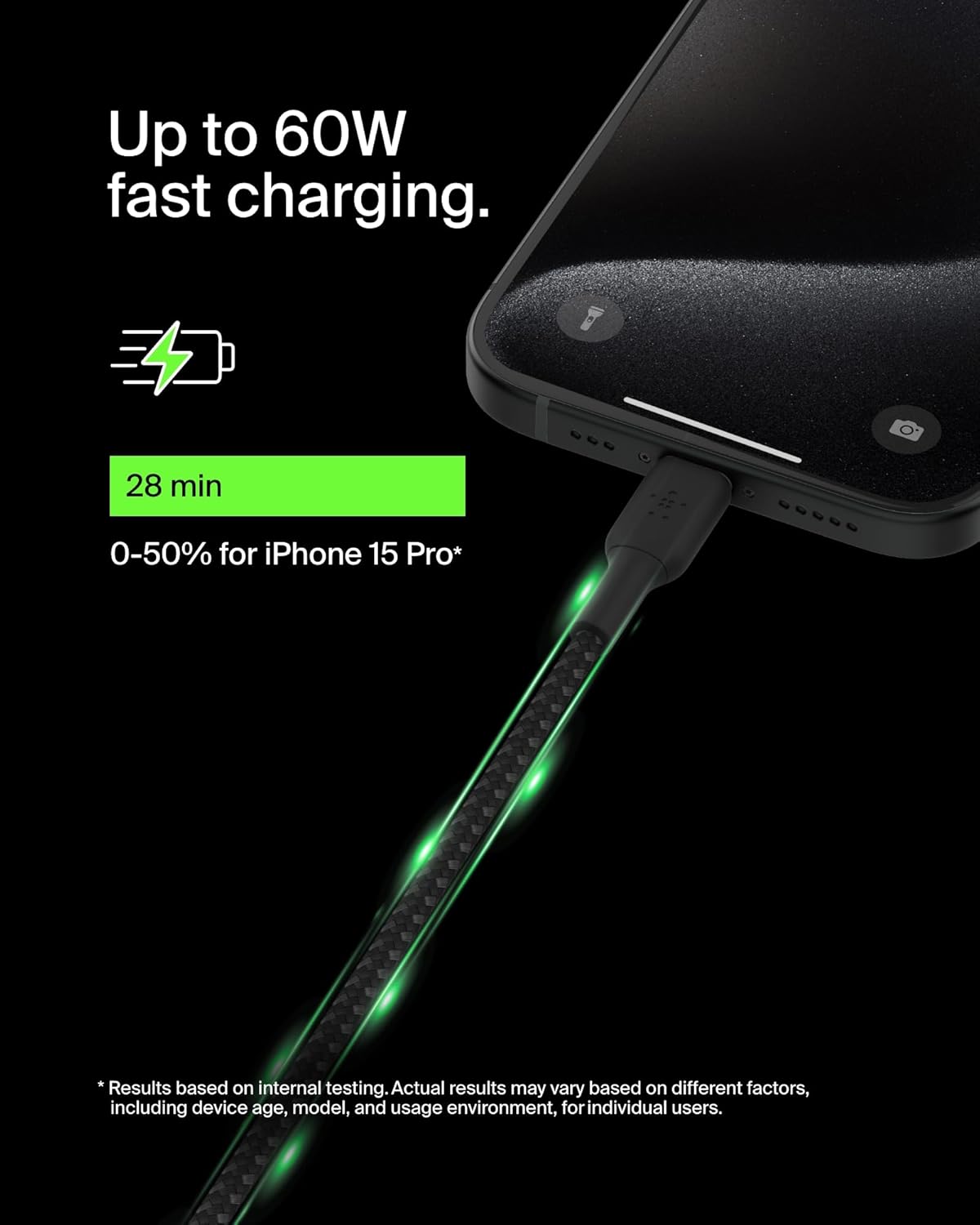 Thumbnail 1 de Belkin BoostCharge 6.6ft Braided USB-C to USB-C Cable (Black)