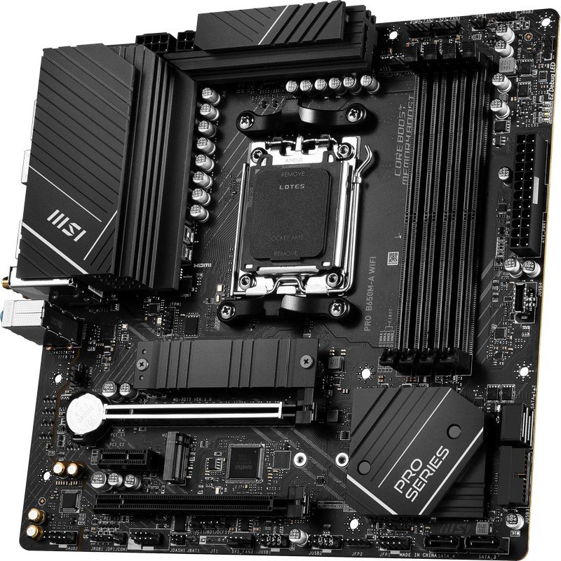 Detalle 2 de MSI PRO B650M-A WIFI: placa base para Ryzen 7000 con conectividad integrada y DDR5