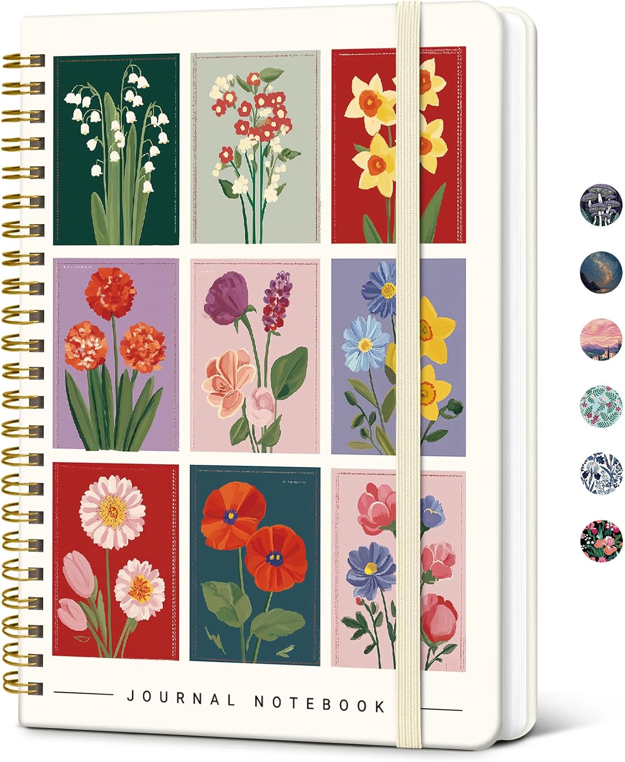 Detalle de Taja Floral Gallery Hardcover Spiral Journal, 140 Pages, 100 GSM Paper