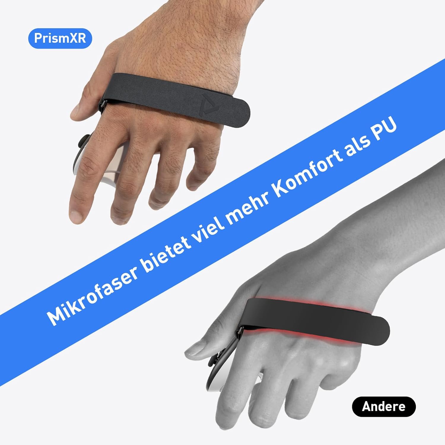 Thumbnail 5 de PRISMXR Controller-Griffe mit verstellbarer Mikrofaser-Handschlaufe für Meta Quest 3S/Quest 3 (kompatibel mit Carina D1/D1S)