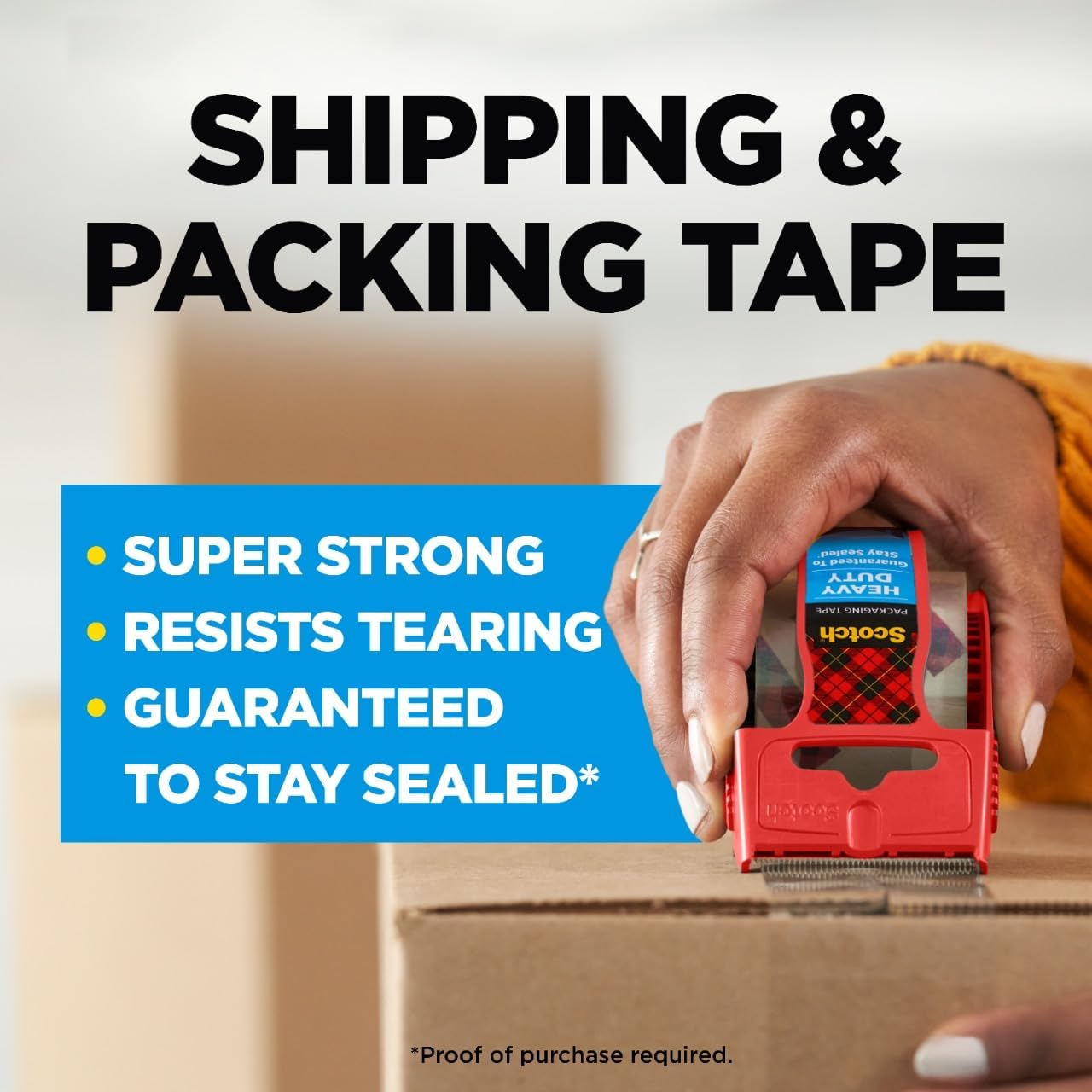 Detalle de Scotch Heavy Duty Shipping Packing Tape (Clear) – 1.88 in x 22.2 yd, 6-roll Kit with Dispensers