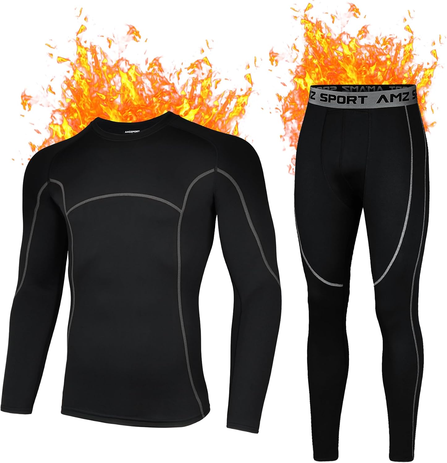 Detalle 2 de AMZSPORT Intimo termico uomo set maglia e pantaloni per sport