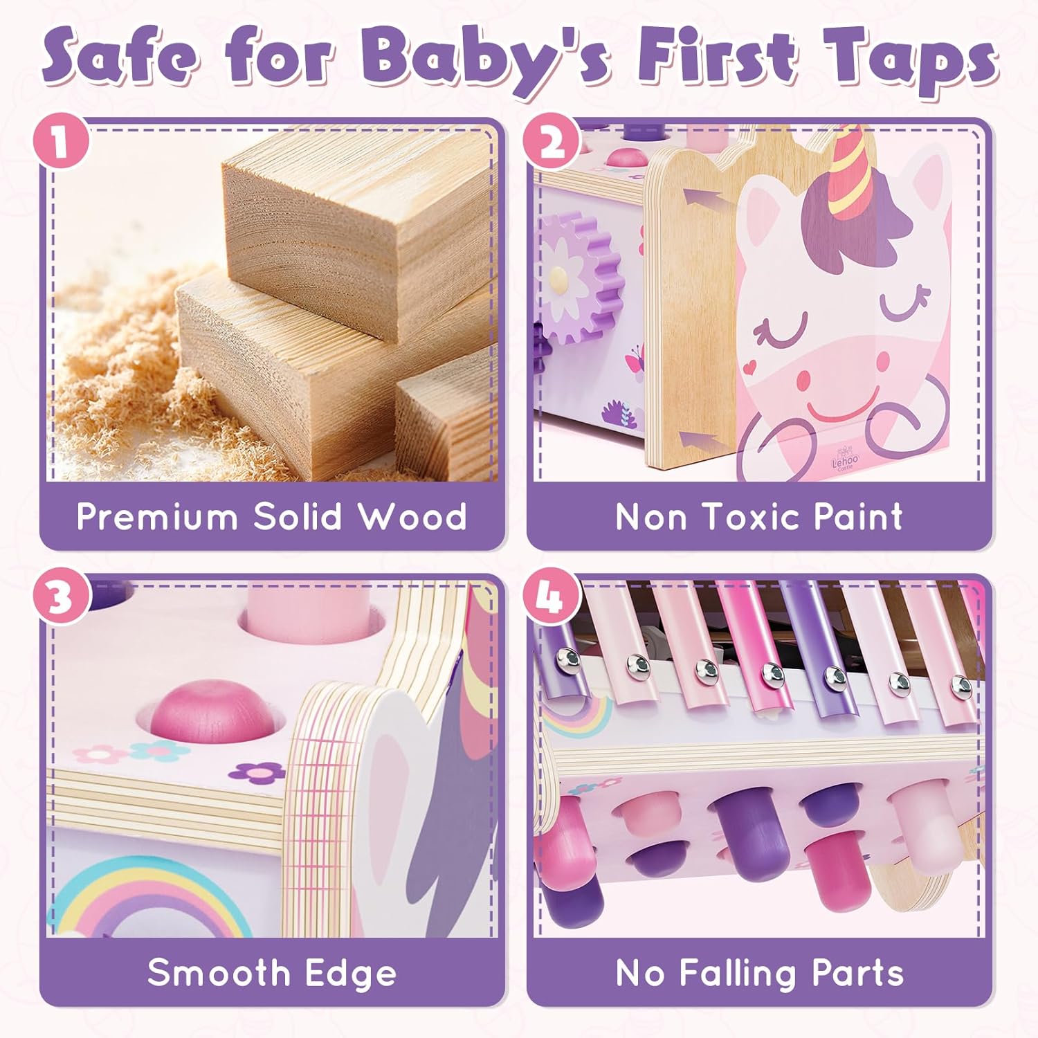 Thumbnail 2 de Lehoo Castle Montessori wooden hammering & xylophone play set for 1–3 year old girls