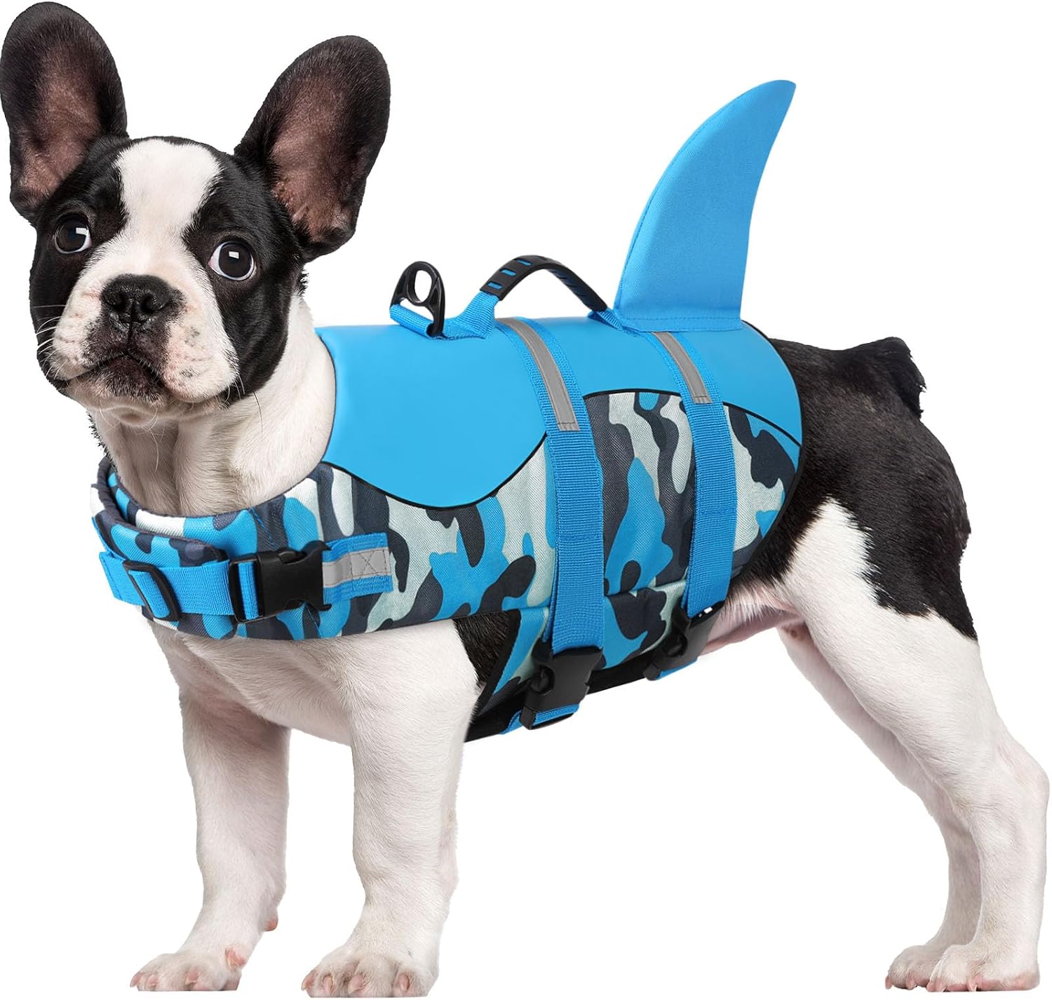 Detalle de CITÉTOILE Dog Life Jacket Shark Costume (Blue Camouflage) – Size L