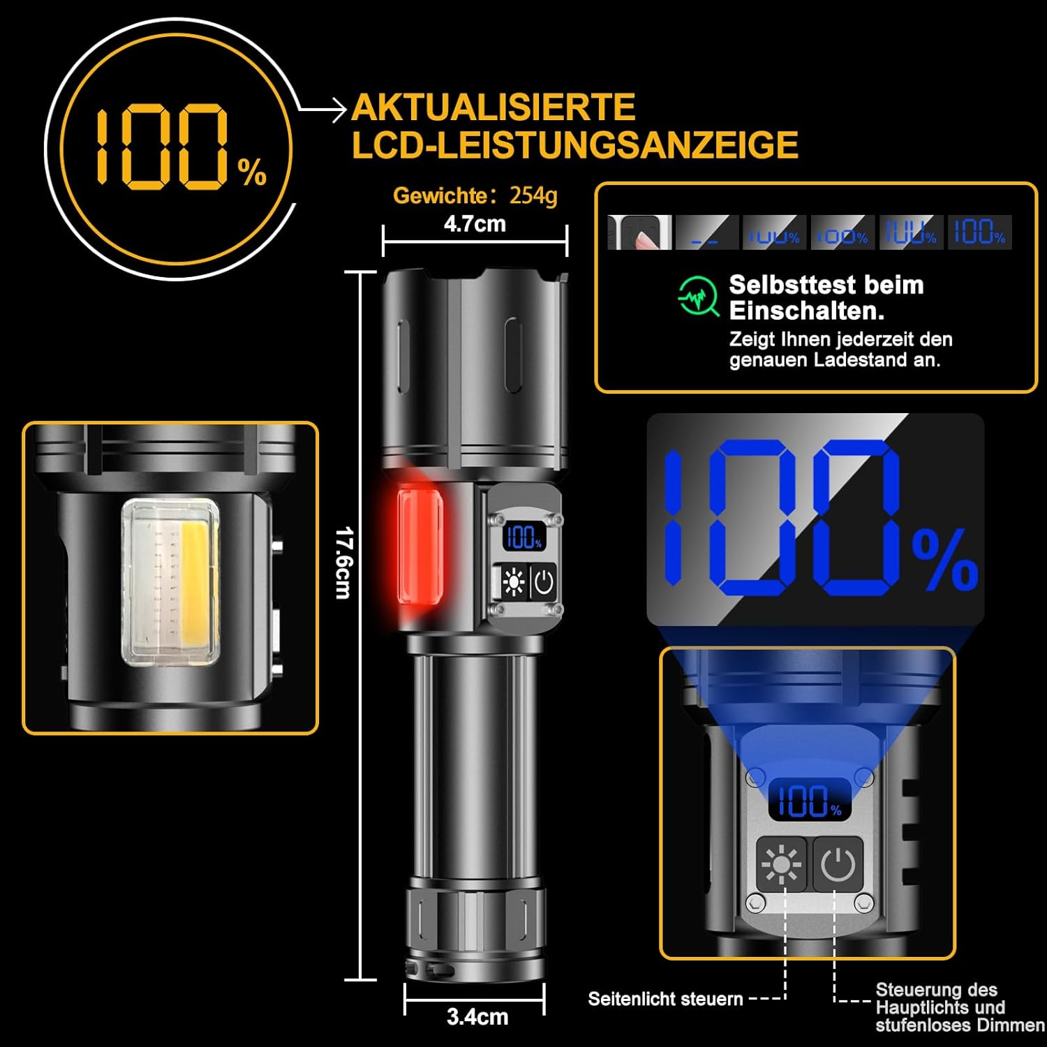 Thumbnail 4 de BEYSTE Taschenlampe LED 500000 Lumen